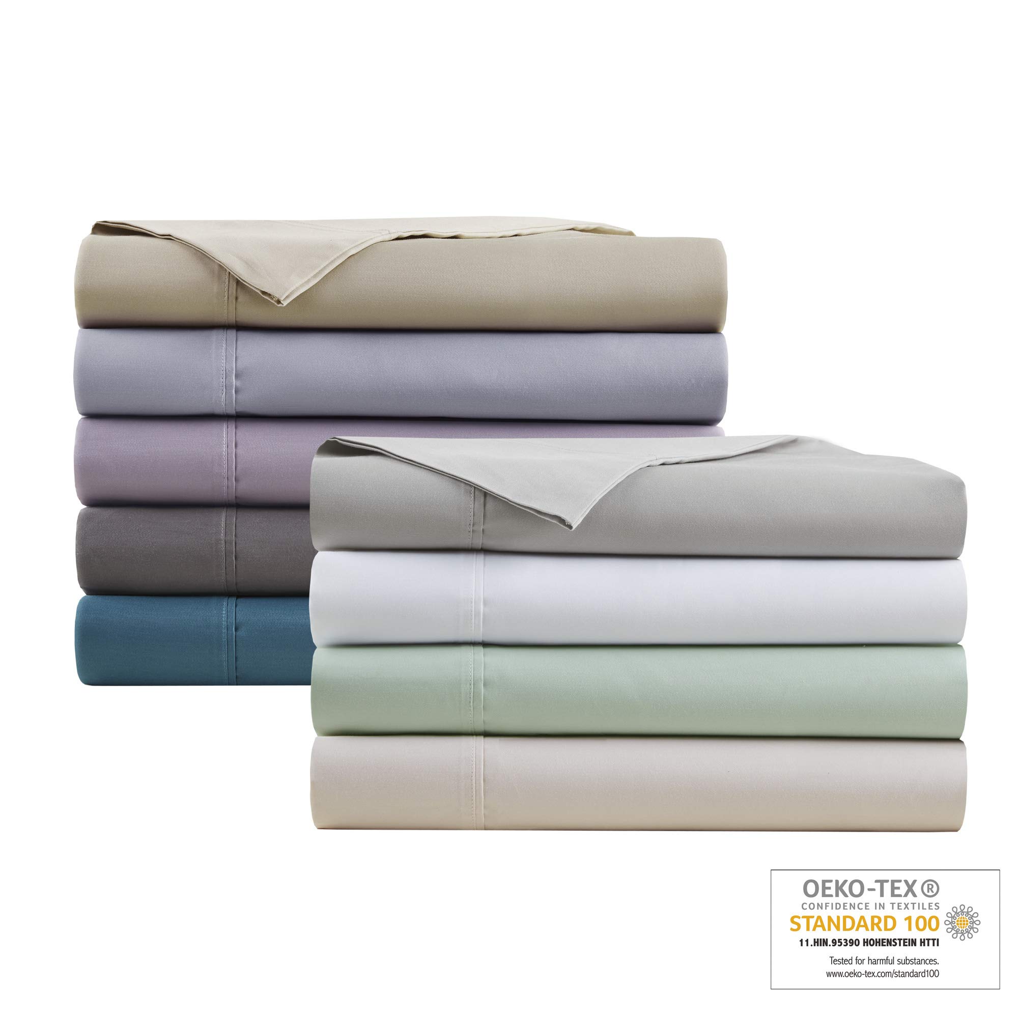 Beautyrest BR 600 Thread Count Cooling Cotton Blend Sheet Set - 16 Inch Deep Pocket, All Season Soft Bedding - Queen Size Grey 4 Piece (BR20-0995) | Perfect for Hot Sleepers & Luxury Bedroom Decor