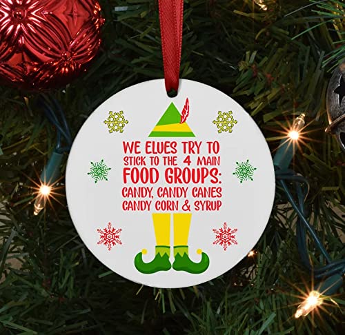 Funny Elf Movie Quote Ceramic Ornament - Christmas Tree Decoration with Candy Canes, Candy Corn & Syrup Design | Perfect Gift for Elf Movie Fans & Christmas Lovers | Ideal for Holiday Decor, Gift Exchanges & Festive Tree Trimming