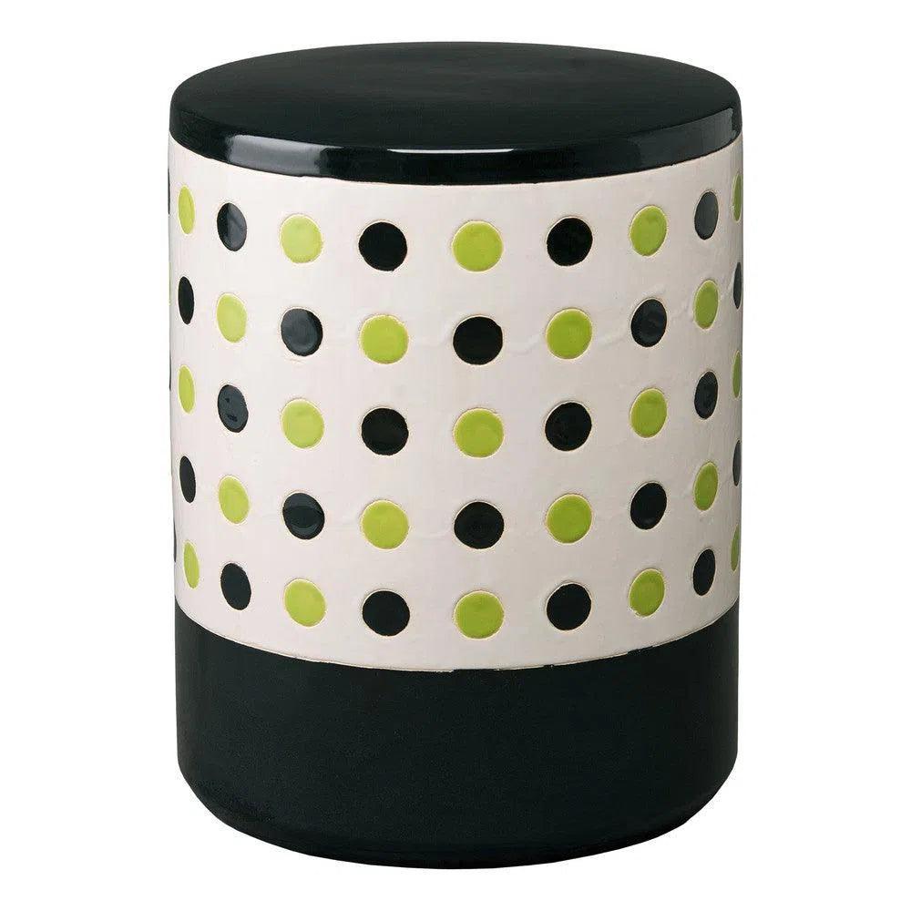 18.5 Inch Polka Dot Ceramic Garden Stool - Outdoor Patio, Lawn & Garden Decor for Porch, Backyard & Poolside