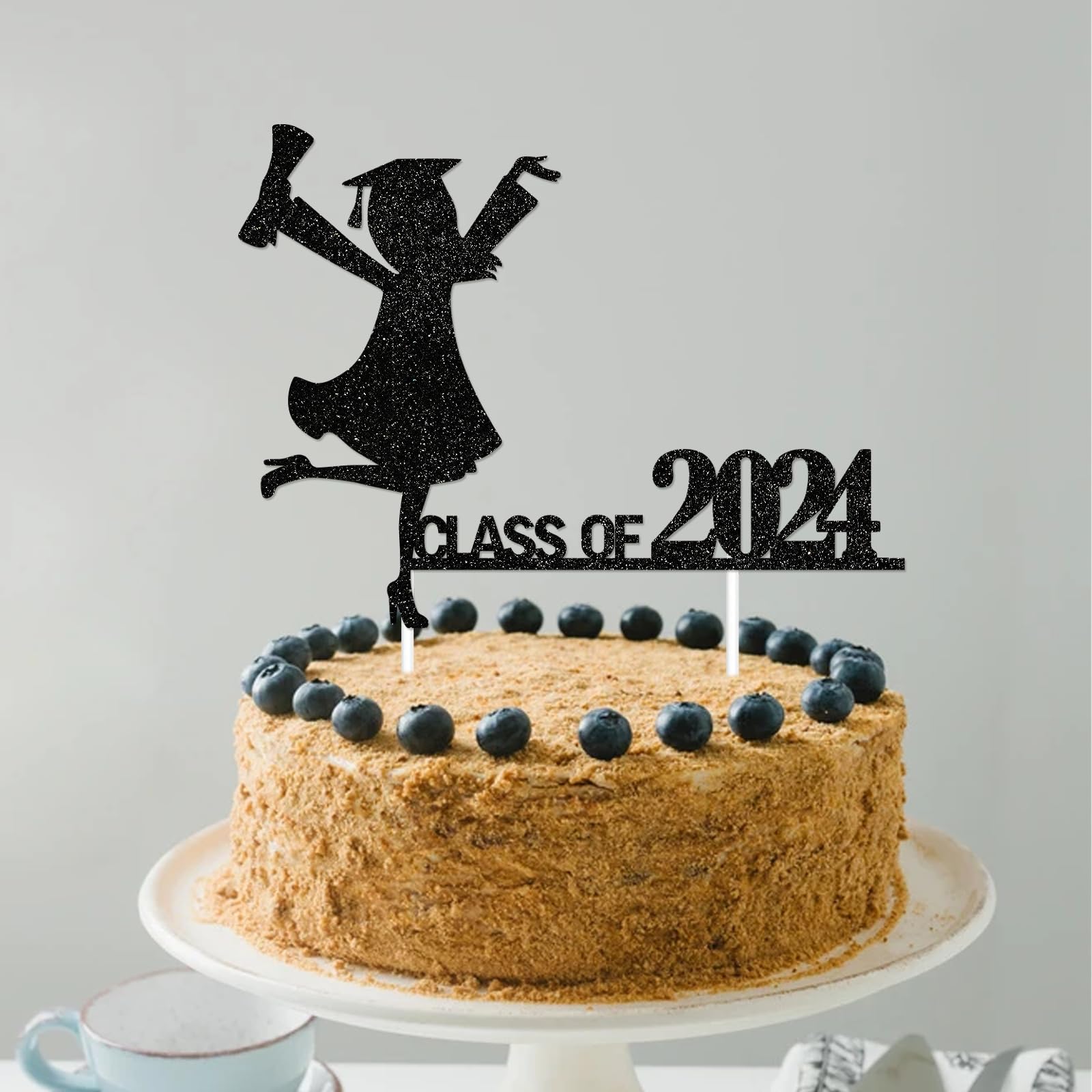 2024 Graduation Cake Topper - Black Girl Grad Decorations, Class of 2024 Cap Topper for Graduation Cakes - Perfect for High School & College Graduation Parties, Ceremonies & Celebrations