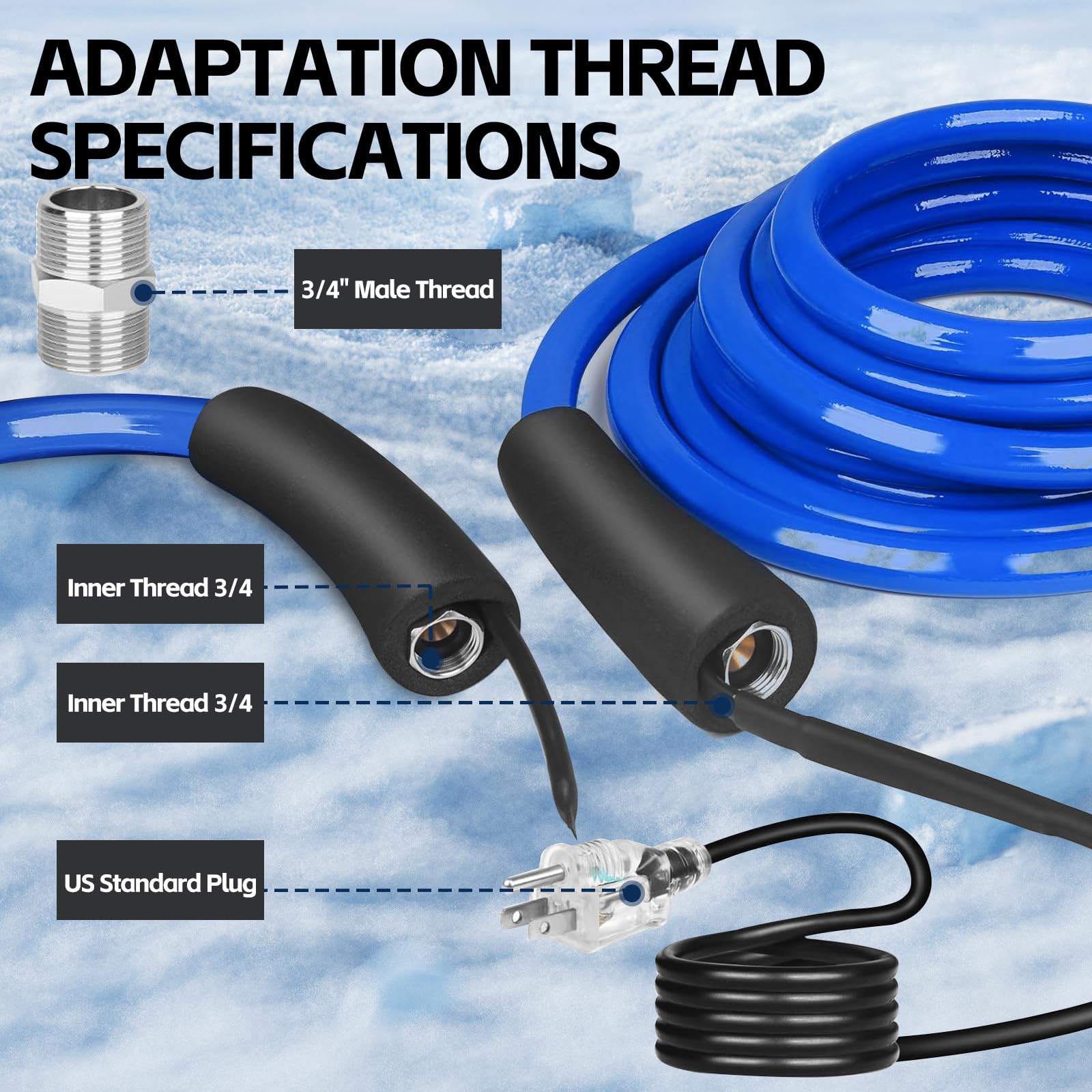 **30FT Heated RV Water Hose -45℉ Freeze Proof, Electric Heated Drinking Hose for RV, Camping & Garden Use - Perfect for Winter Outdoor Watering & Pet Care**