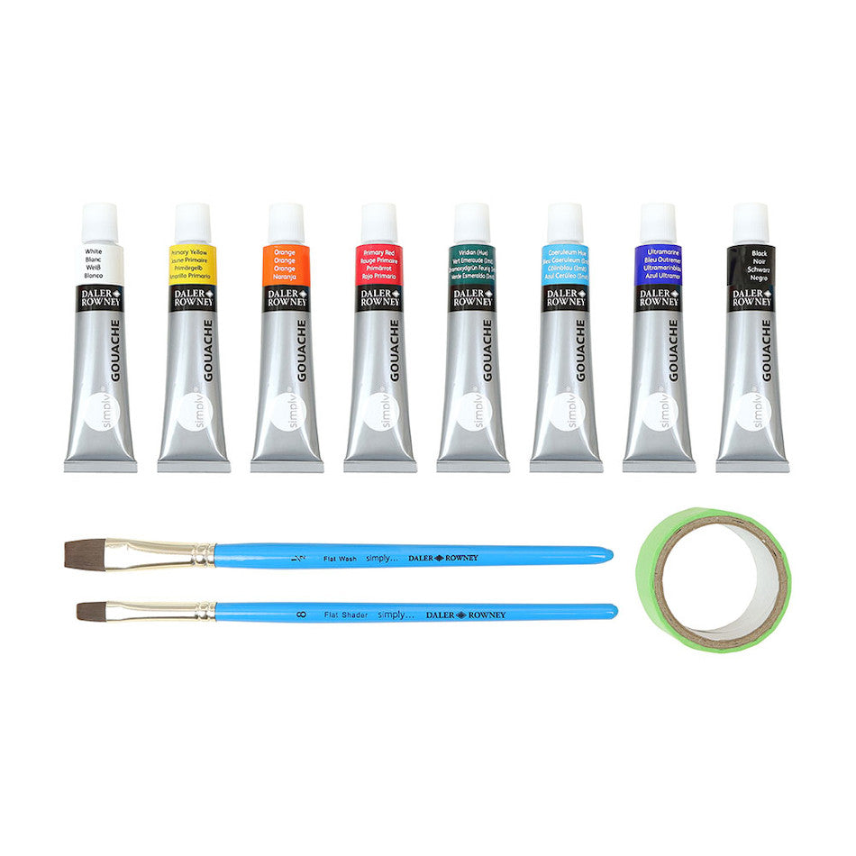 Daler Rowney Simply Masking Creative Set - 12-Piece Artist Tape & Masking Fluid Kit for Watercolor, Acrylic, and Calligraphy Projects - Perfect for Crafting, Scrapbooking, and DIY Art Designs