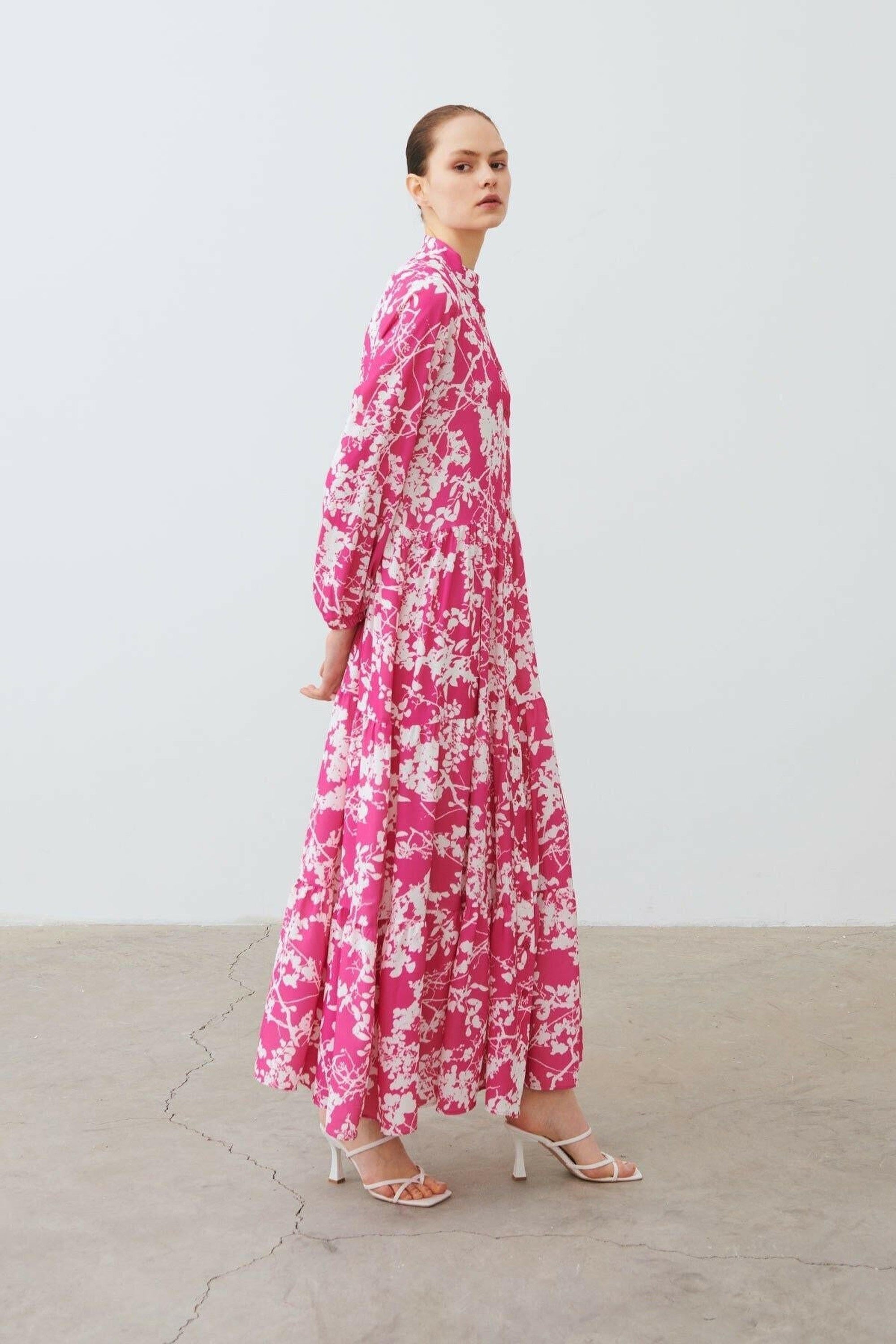 Polly Floral Maxi Dress for Women - Light Pink Summer Boho Dress for Beach, Vacation & Special Occasions