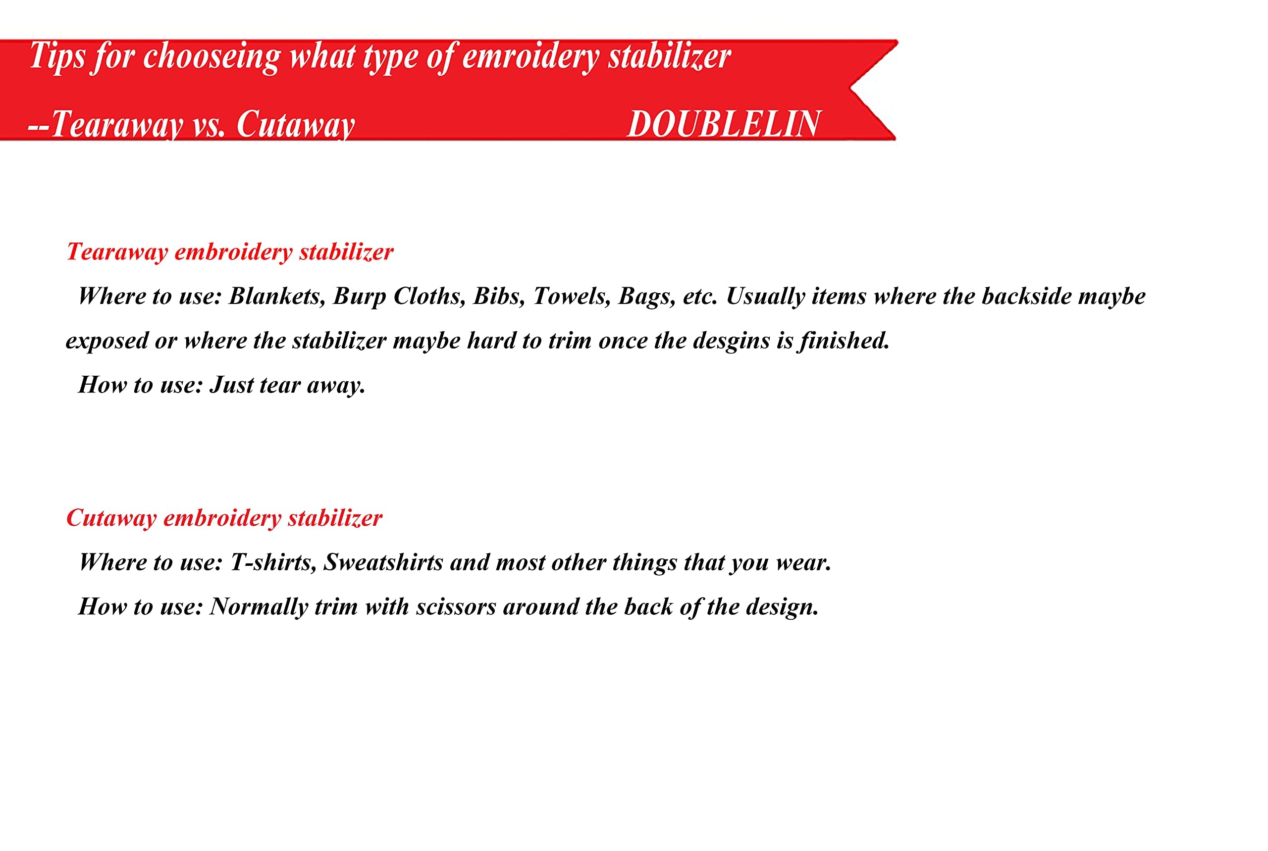 DOUBLELIN Cutaway Embroidery Stabilizer 2.5oz White - 10