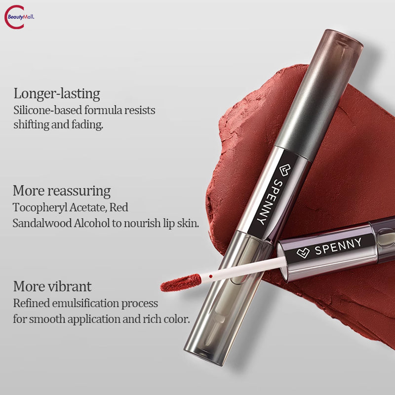 SPENNY Dual Ended Lip Gloss - Long Lasting Hydrating Lip Glaze with Shimmer & Matte Finish - Perfect for Everyday Wear, Date Night & Special Occasions