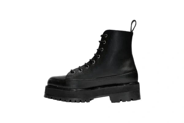 Chunky Unisex Vegan Combat Boots - Black Lace Up Ankle Boots for Men & Women | Perfect for Streetwear, Goth Fashion & Everyday Wear