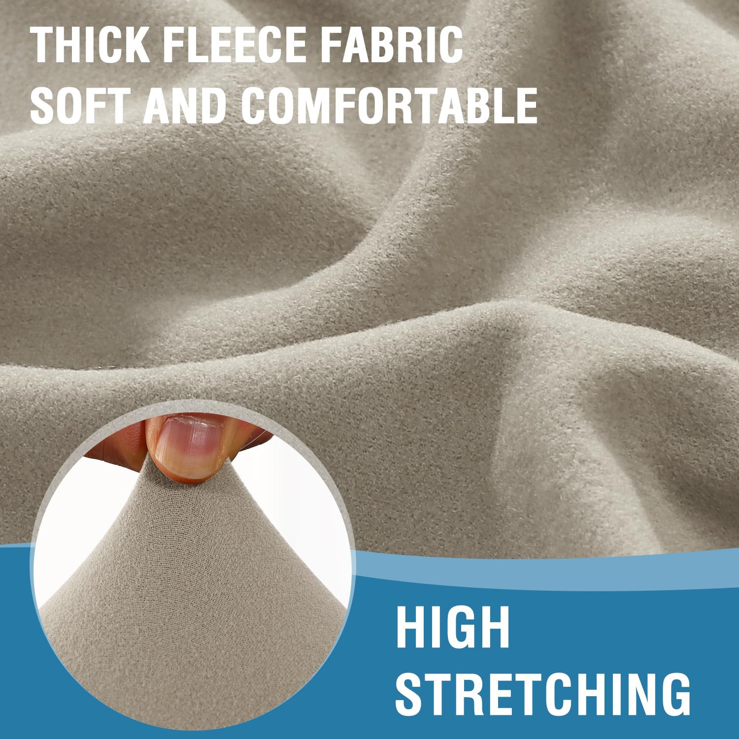 H.VERSAILTEX Stretch Fleece Sofa Cushion Covers Set - Soft Washable Modern Living Room Chair Covers (Seat + Back Cushion) in Oatmeal - Perfect for Home Decor, Furniture Protection & Cozy Comfort