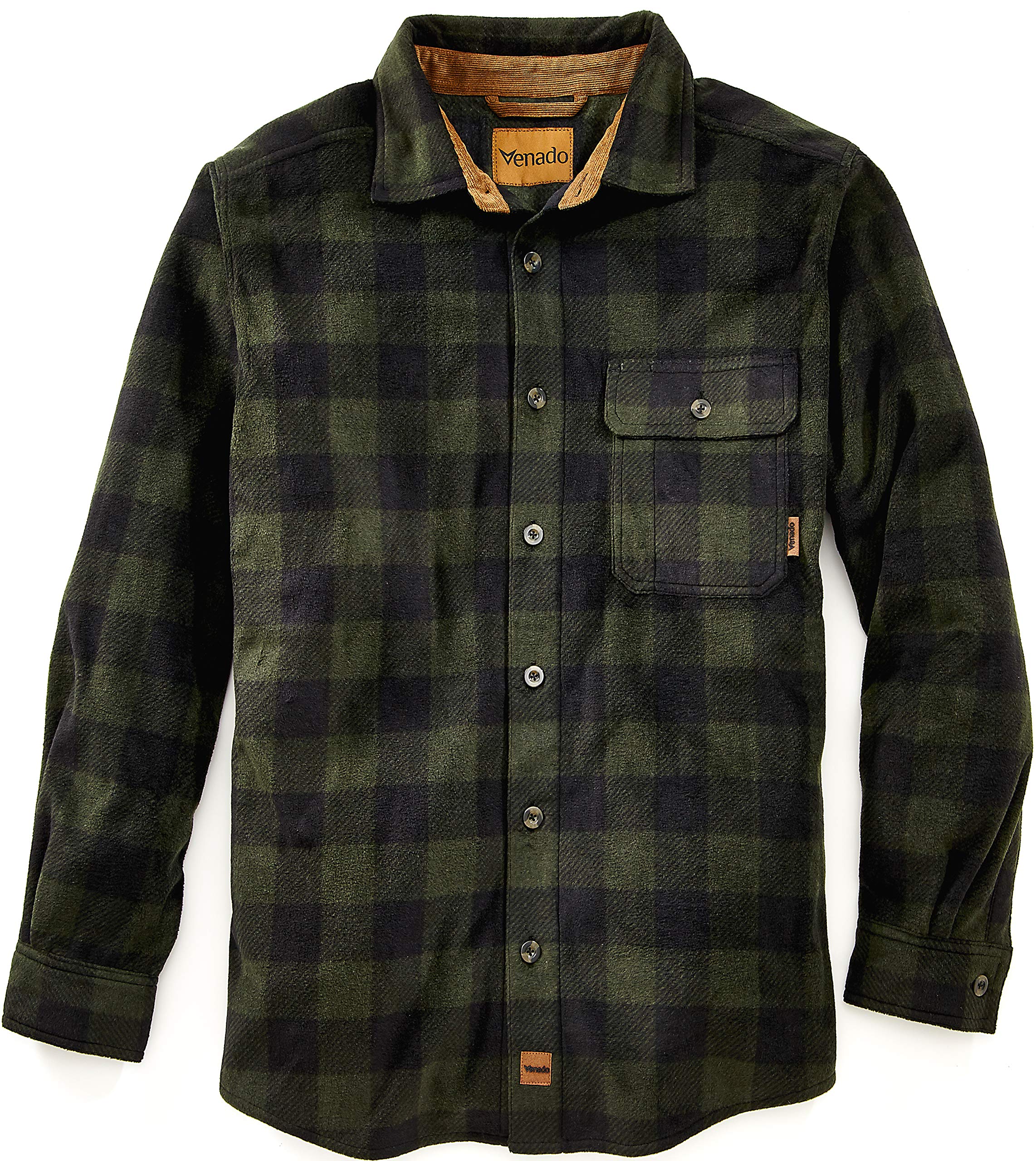 Venado Men's Buffalo Plaid Fleece Shirt - Heavyweight Soft Flannel Shirt for Men - Perfect for Winter Outdoor Activities & Casual Wear