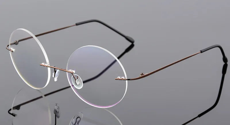 Brightzone Women's Rimless Round Titanium Alloy Eyeglasses 71220 - Lightweight & Durable Glasses for Work, Reading & Fashion