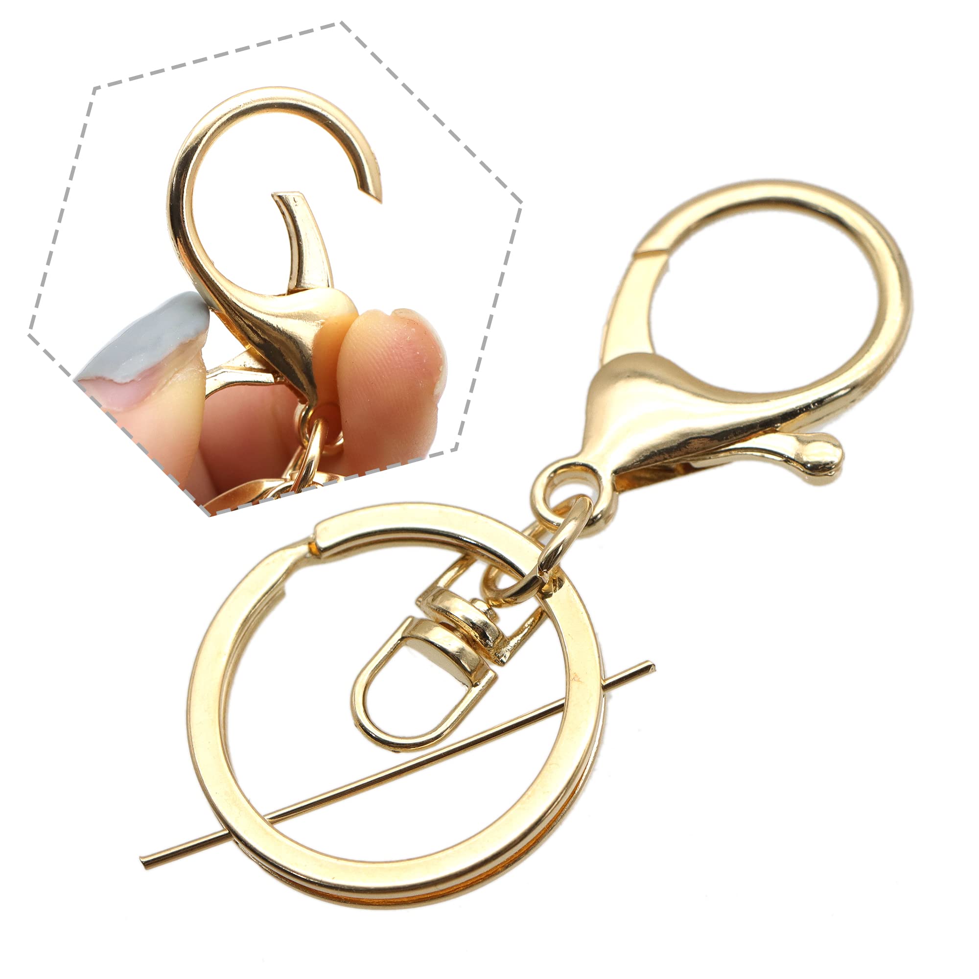 10 Pcs Gold Lobster Swivel Clasps with Extension Chain - Jewelry Making Findings, DIY Keychain Accessories for Keys, Purses & Handmade Crafts