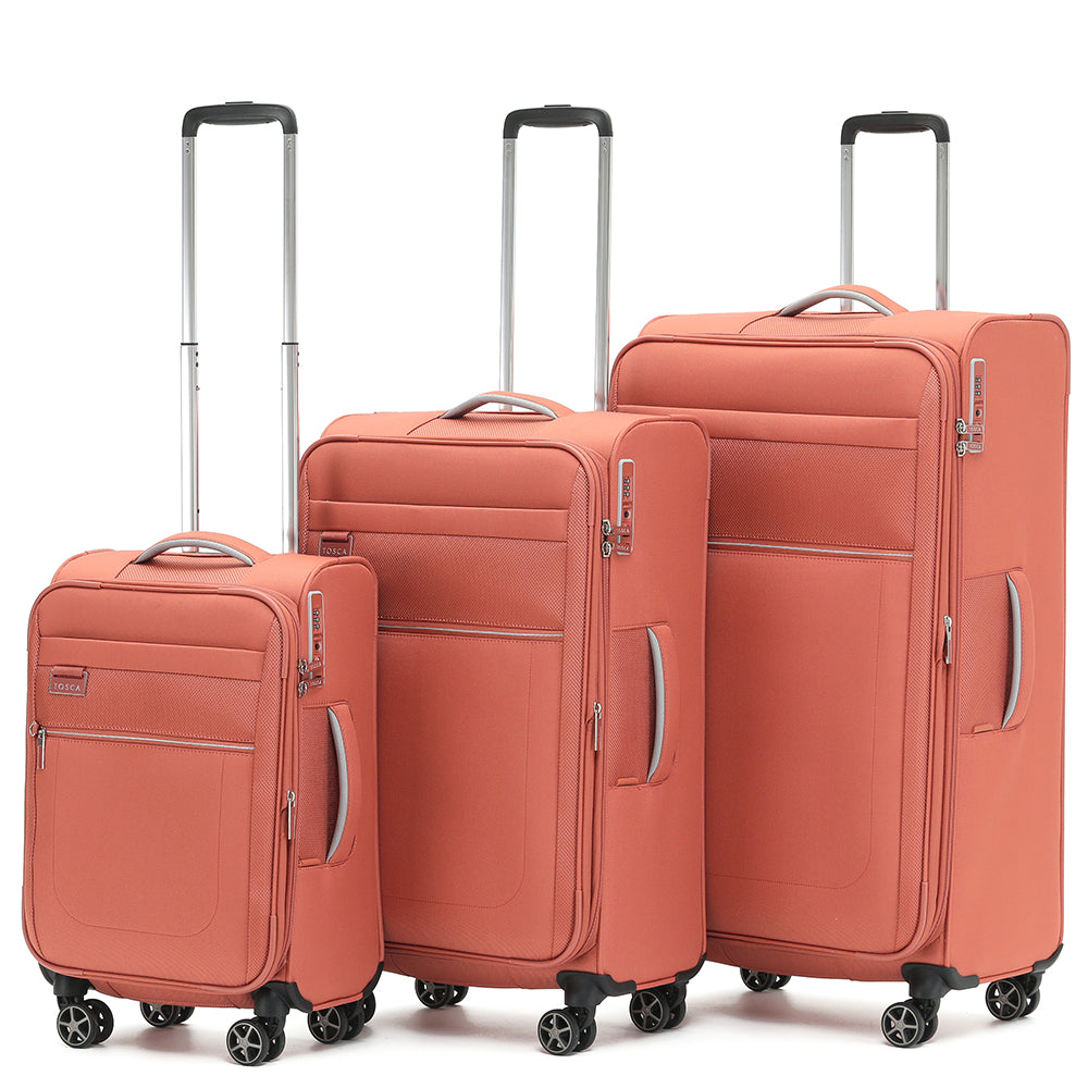 Tosca VEGA 3-Piece Luggage Set (Large, Medium, Small) in Rust Color - Perfect for Travel, Business Trips & Family Vacations