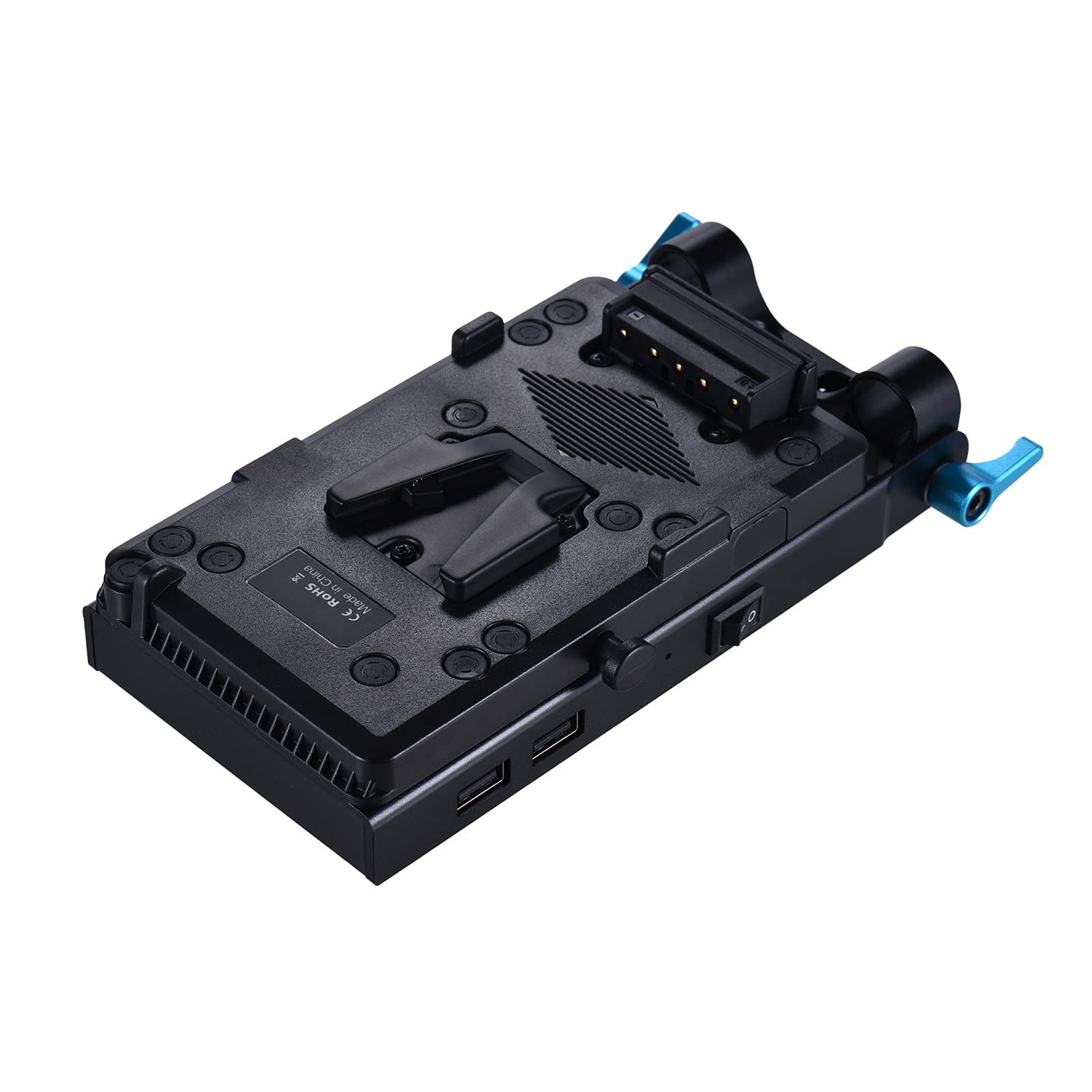 Andoer V Mount V-Lock Battery Plate Adapter with 15mm Dual Hole Rod Clamp - NP-FW50 Dummy Battery Converter for Sony A7 Series, BMPCC, BMCC & Cameras - Power Your Monitor, Audio Recorder & Film Equipment