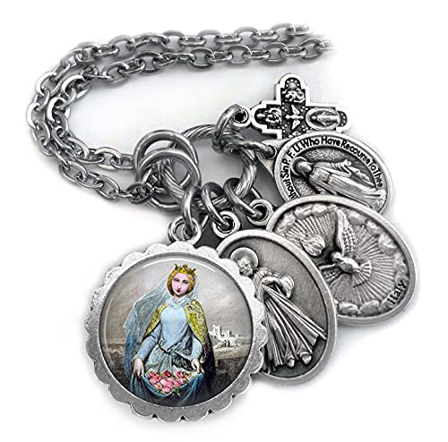 St. Elizabeth of Portugal Necklace, Keychain or Clip - Patron Saint Jewelry for Women, Catholic Confirmation Gift, Religious Keepsake - Perfect for Church, Prayer & Daily Wear