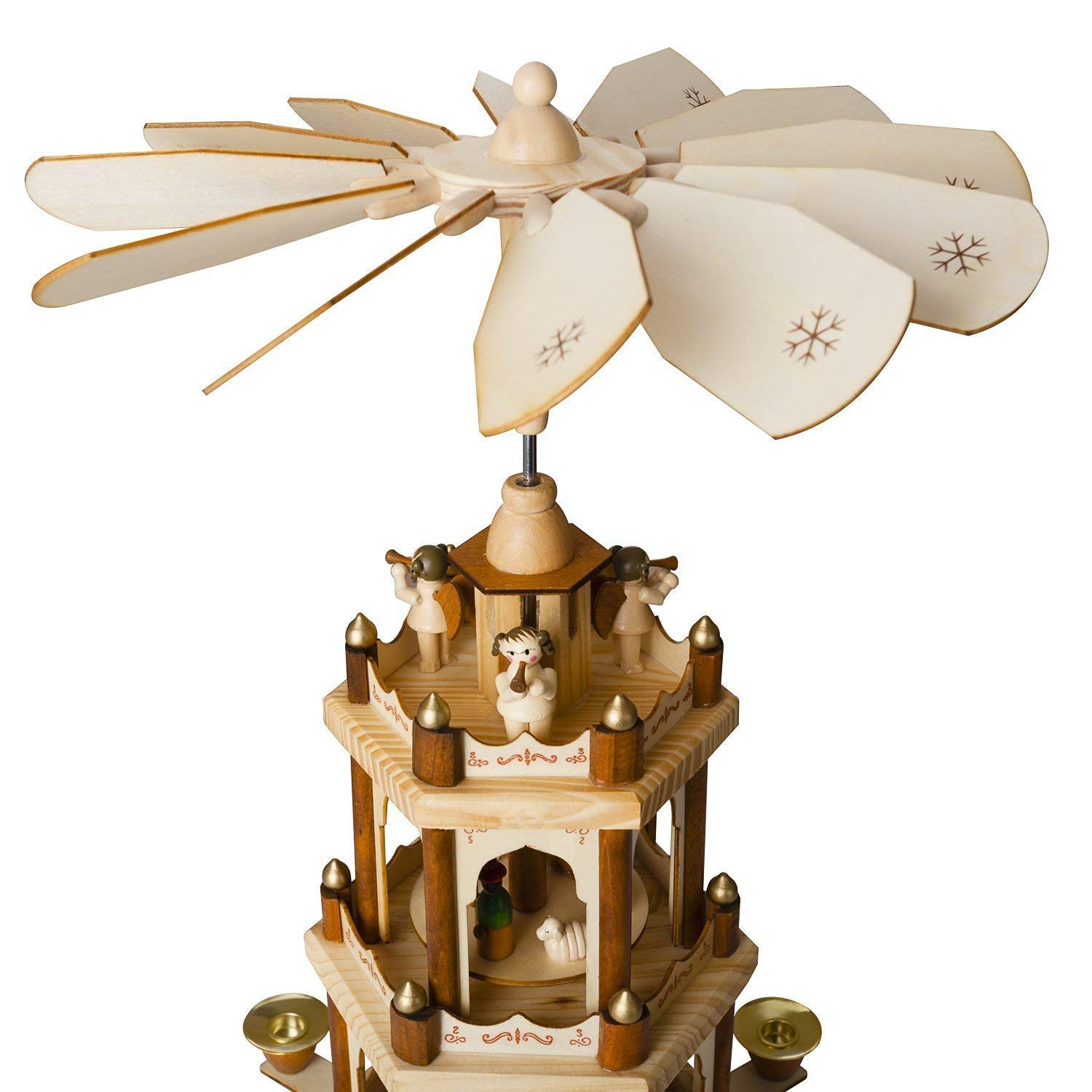 BRUBAKER 3-Tier 18-Inch Christmas Pyramid Set with 20 White Candles & Candle Adhesive - Perfect for Holiday Home Decor, Table Centerpiece, and Christmas Gift