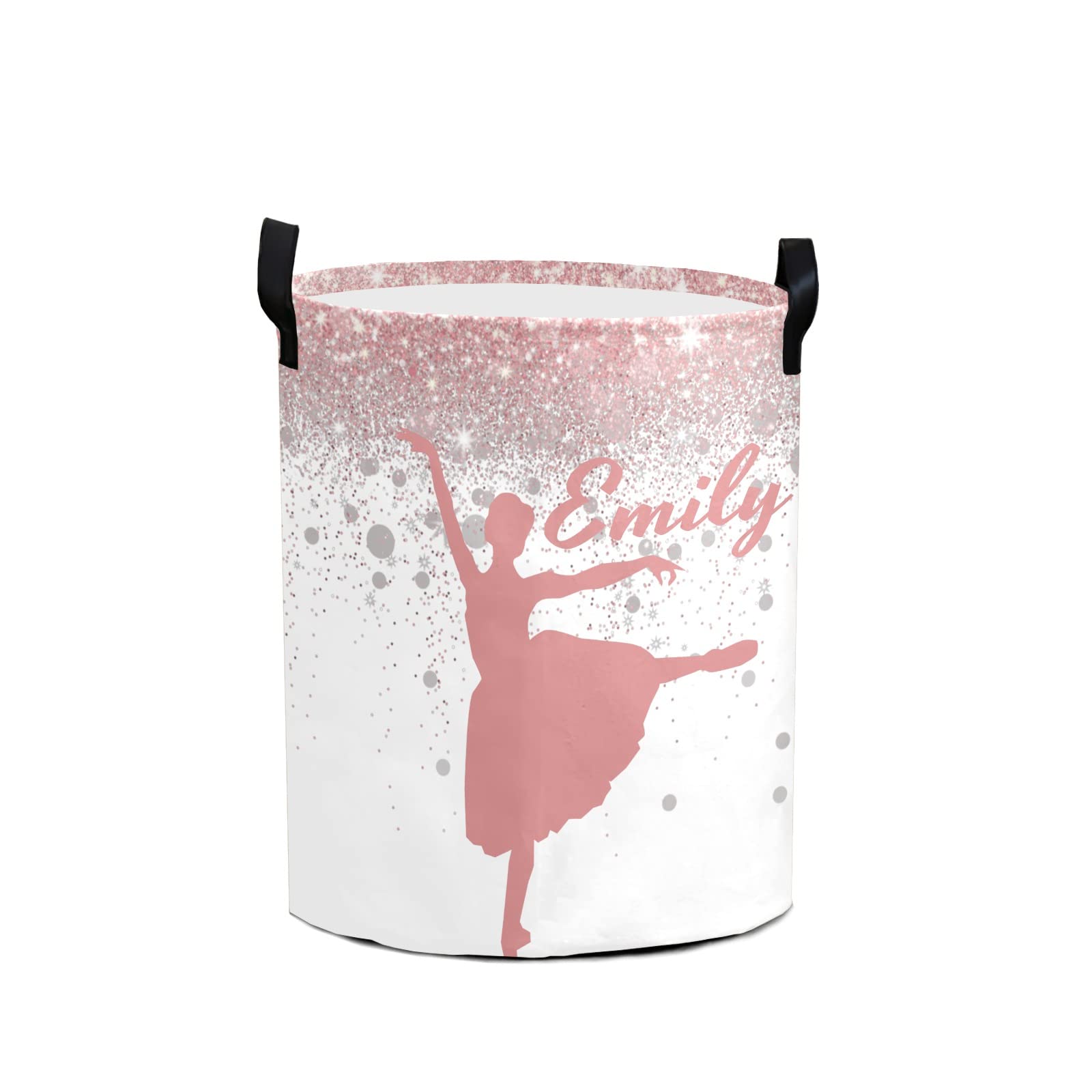Personalized Ballet Girl Laundry Hamper - Waterproof Collapsible Drawstring Storage Basket (50cm x 36cm) | Perfect for Kids Room, Nursery, Dorm & Bathroom Organization