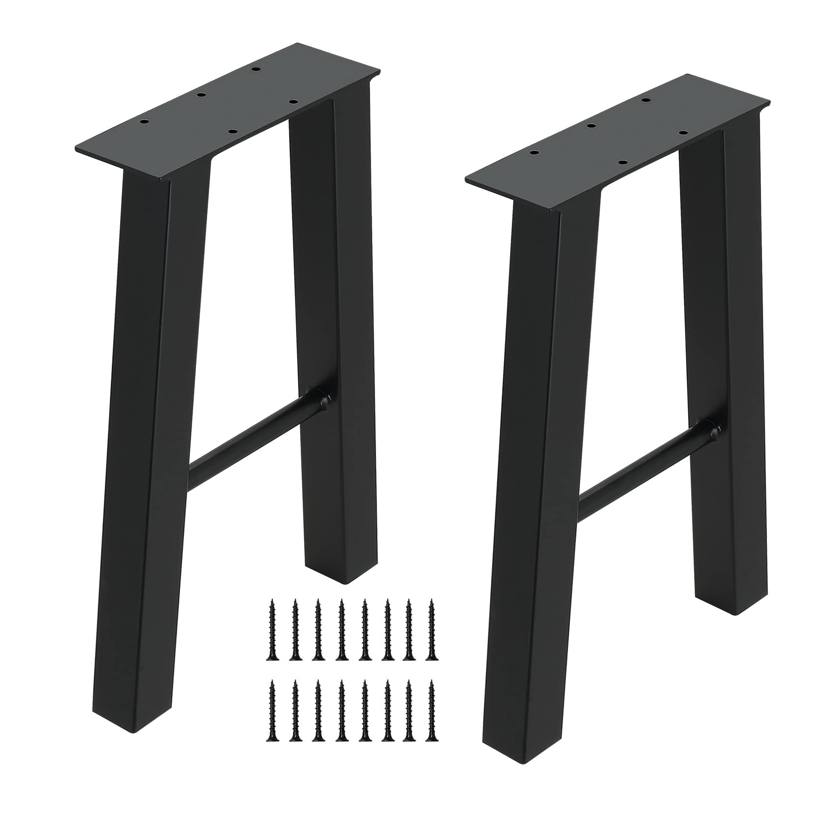 ALLCOS 16 Inch Heavy Duty Metal Bench Legs - Black Set of 2 | Coffee Table Legs, Furniture Desk & Chair Legs | Perfect for DIY Home Office, Kitchen Island & Outdoor Furniture Projects