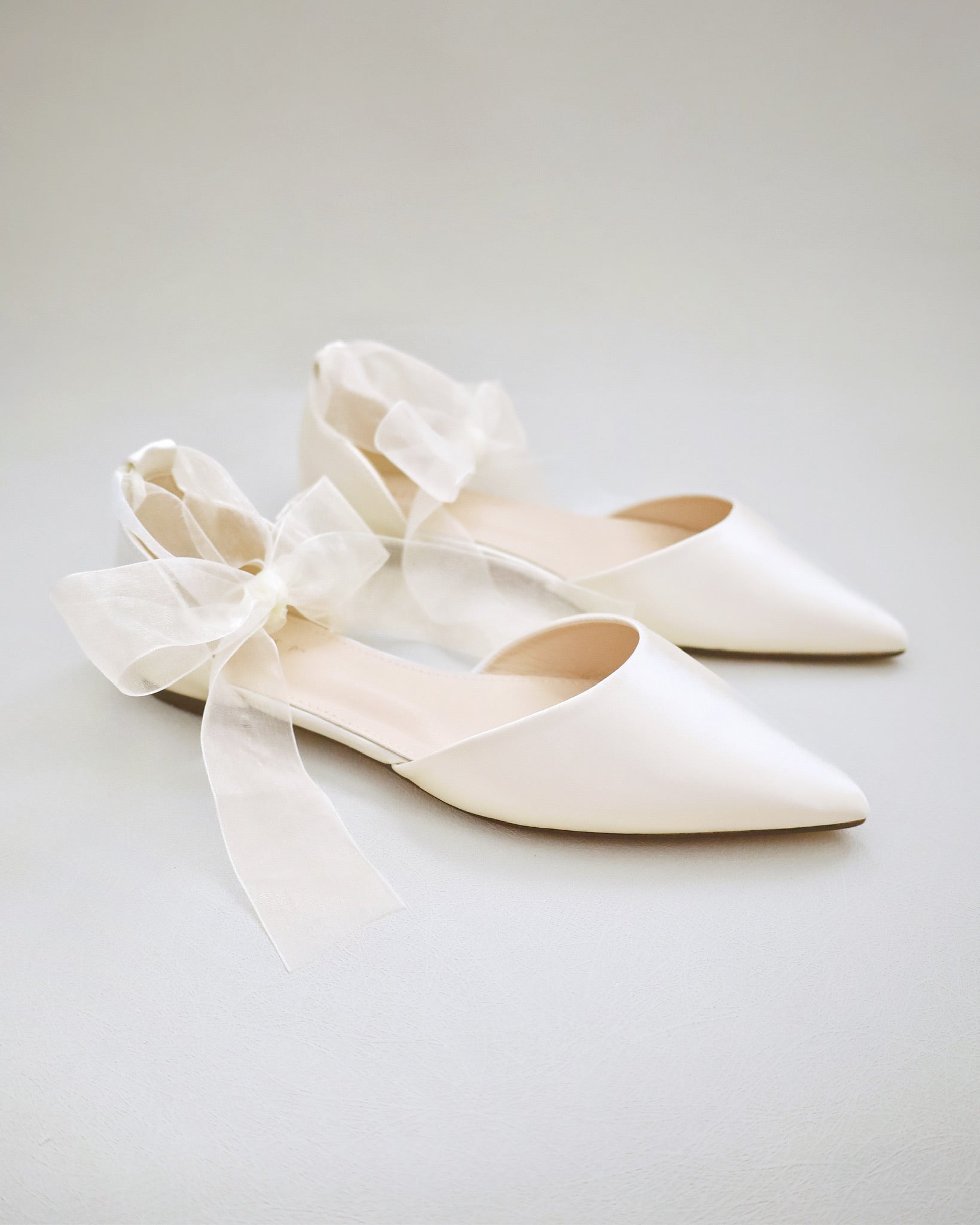 Elegant Satin Pointed Toe Wedding Flats - Pearl Strap or Ribbon Tie Bridal Shoes for Bride, Bridesmaids & Formal Events | Perfect for Church Ceremony, Reception & Photoshoots