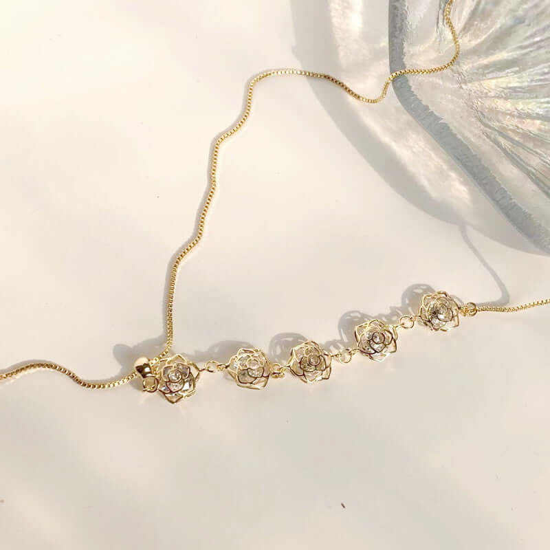 Elegant Pearl Flower Lariat Y Necklace for Women | 18K Gold Plated Bridal Jewelry Gift | Perfect for Weddings, Parties & Special Occasions - HN2449