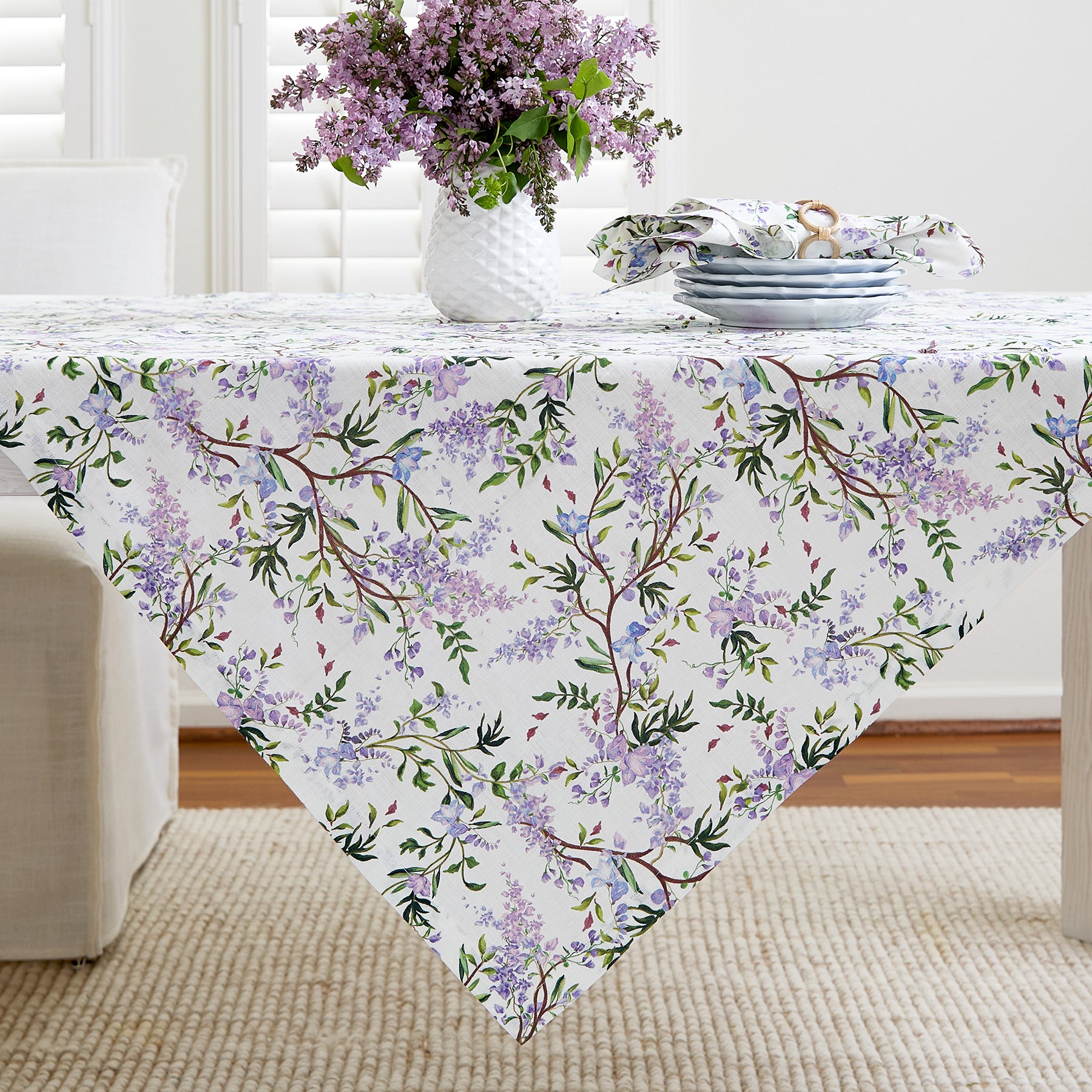 Lilac Floral Table Throw Blanket - Soft Decorative Cover for Dining Room, Living Room, or Bedroom - Perfect for Home Decor, Parties, and Cozy Evenings