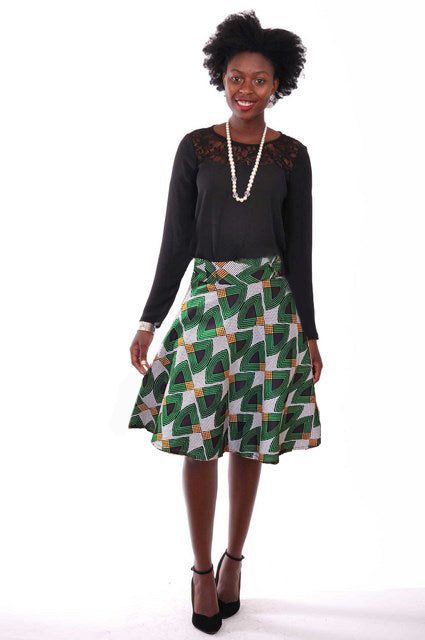 Stylish African Print High Waist A-Line Skirt DP3800DS - Perfect for Casual Wear, Parties, and Cultural Events