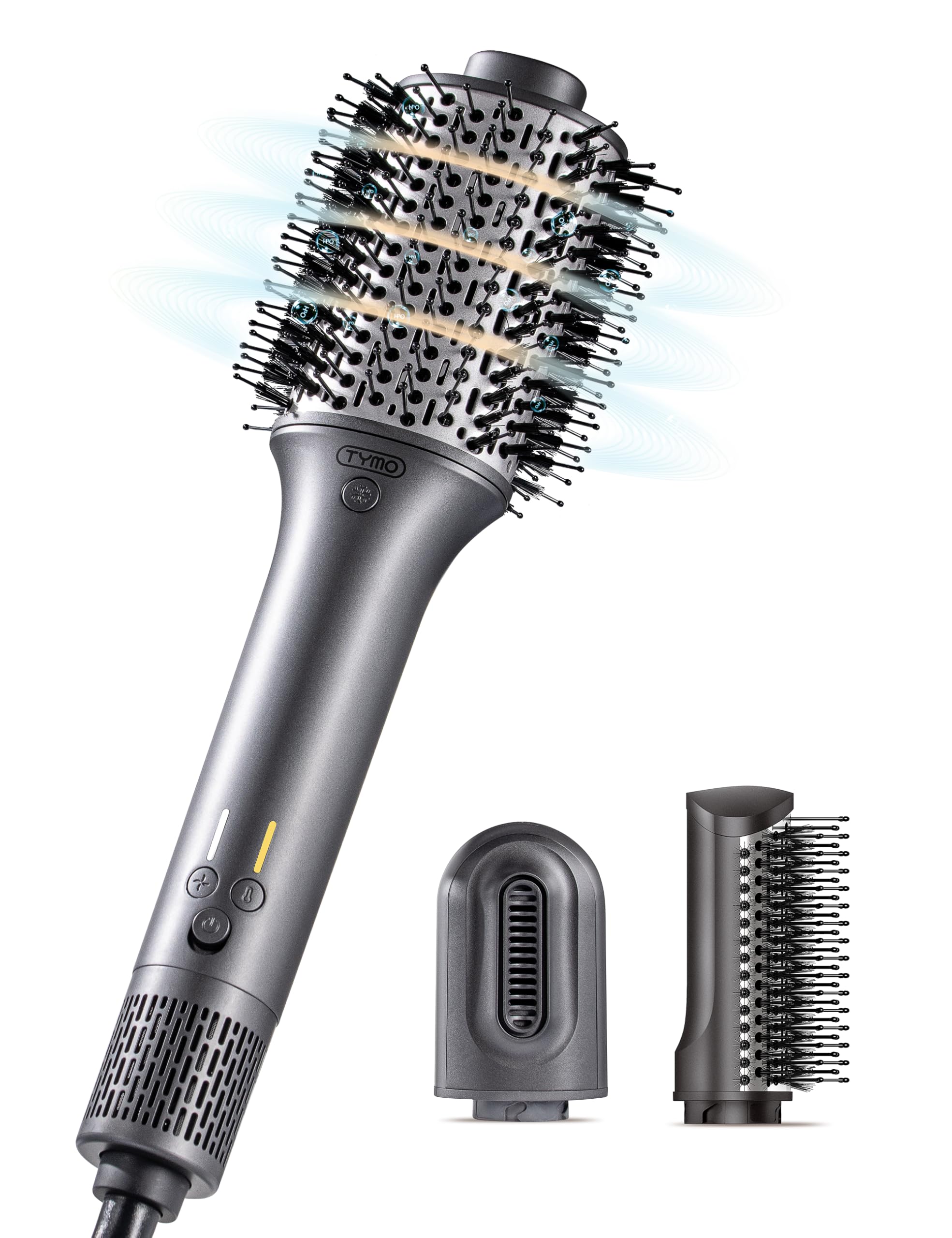 TYMO 2-in-1 Hair Dryer Brush & Hot Air Styler - 110,000 RPM High Speed Blowout Brush with 3 Interchangeable Barrels (Volumizer, Straightener, Curler) | 200M Negative Ions for Frizz-Free Smooth Hair | Perfect for Home Use, Travel & Salon Styling