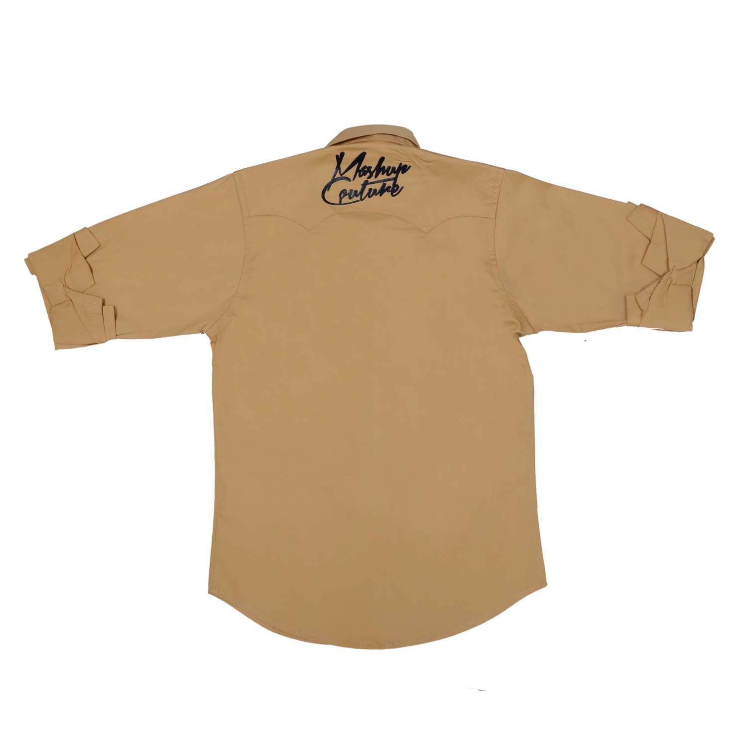 Stylish Mashup Khaki Shirt for Men & Women | Casual Button-Up Shirt with Comfort Fit | Perfect for Outdoor Adventures, Work & Everyday Wear