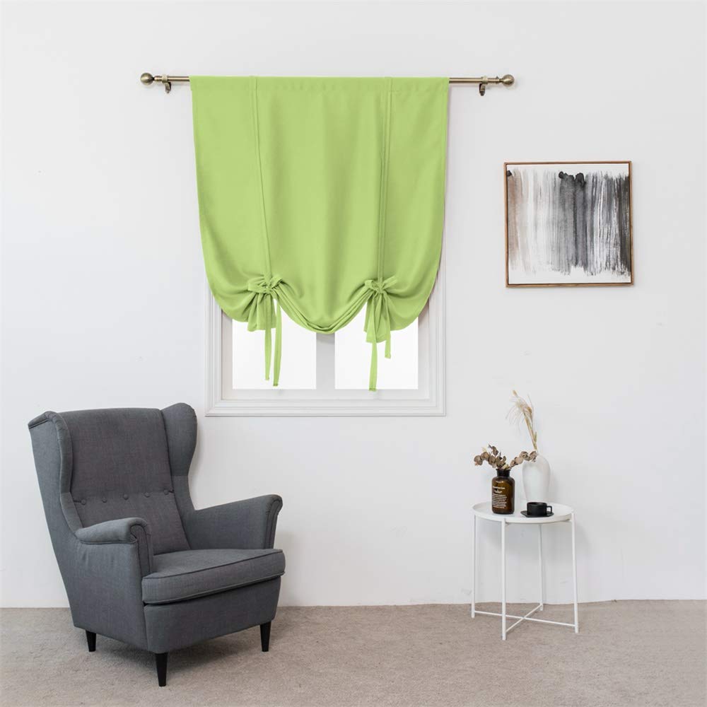 Blackout Roman Shade Curtains for Windows - MIFXIN Tie-Up Darkening Curtain Panel with Rod Pocket, Green 39x47 Inches - Perfect for Bedroom, Kitchen & Small Windows (Light Blocking, Privacy, Home Decor)