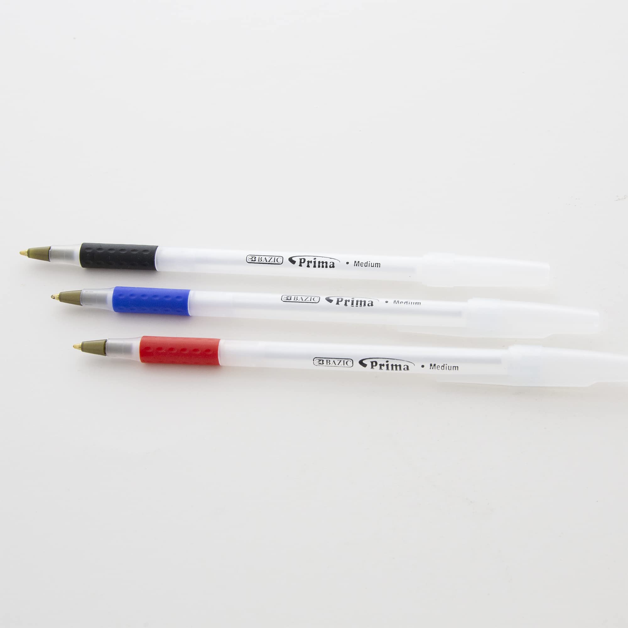 BAZIC Ballpoint Pens, 1.0mm Bold Point, Smooth Writing with Soft Grip - Black, Blue, Red (8/Pack, 24-Pack) for Office, School, Teacher, Note Taking & Everyday Use