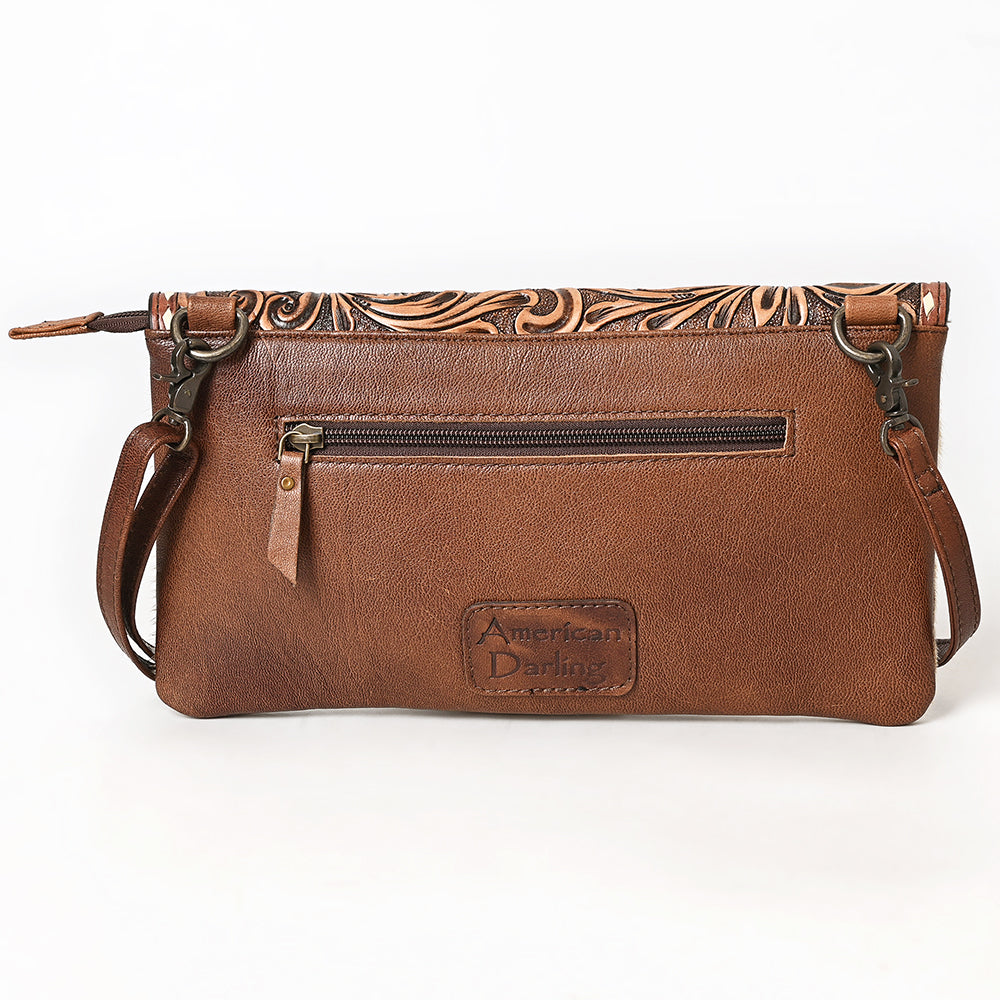 American Darling ADBG590 Genuine Leather Women's Western Handbag - Hand Tooled Hair On Envelope Purse for Cowgirl Style & Everyday Use