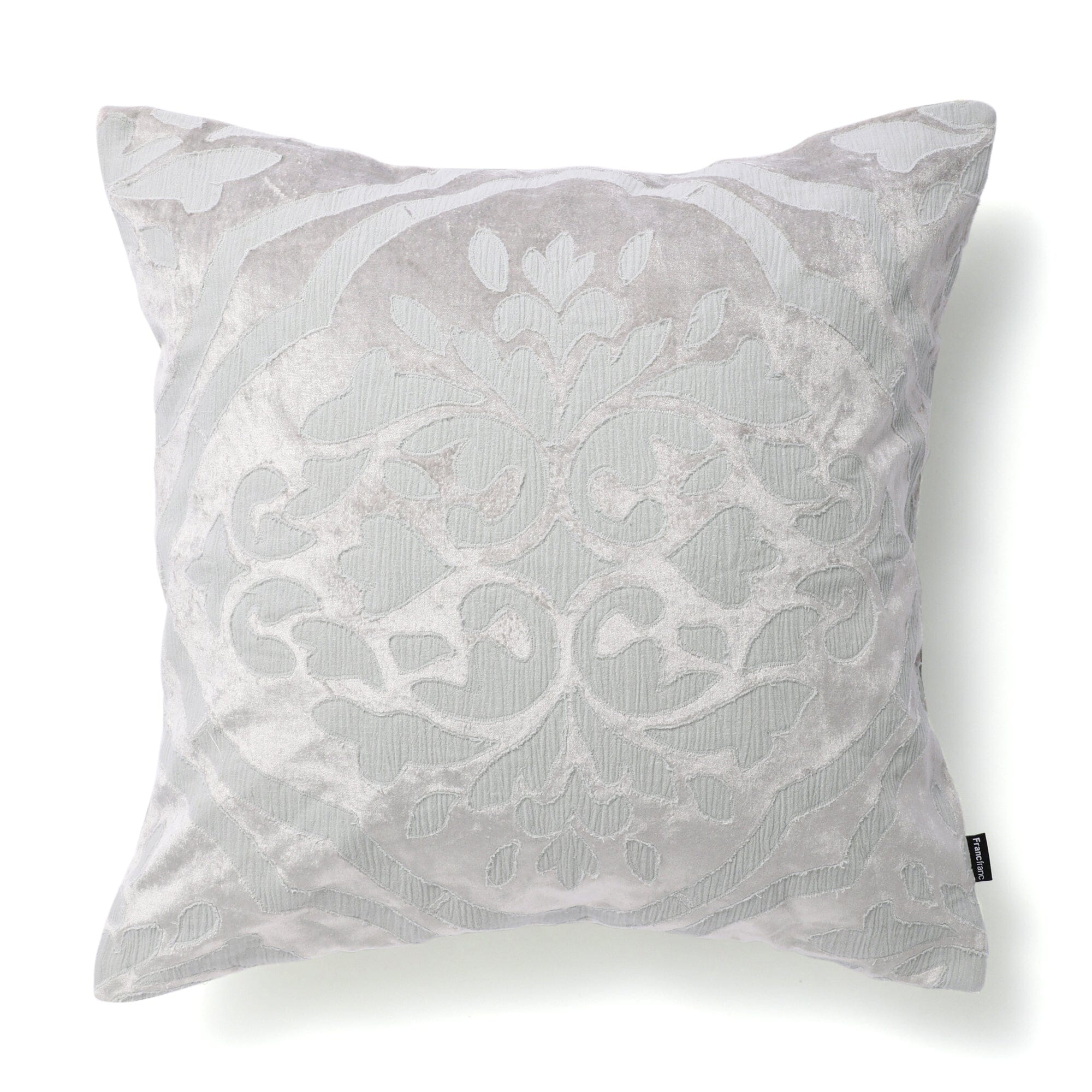 Damask Applique Cushion Cover 18x18 Inches Light Gray - Elegant Sofa & Bedroom Decorative Pillow Case for Home Decor