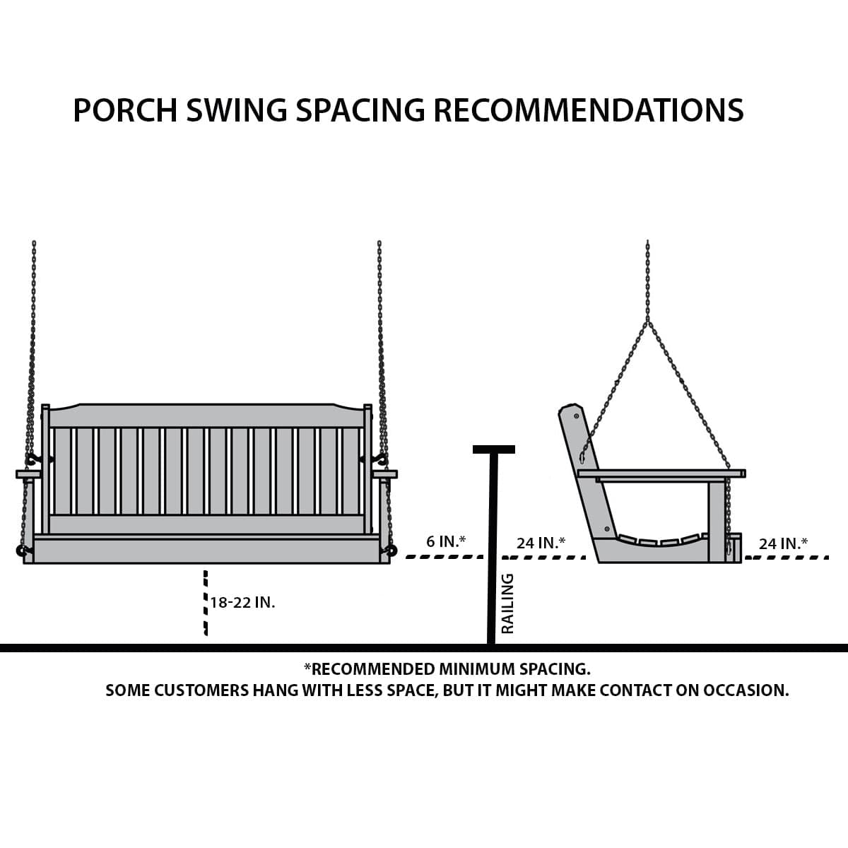 LA Swings Roll Back Porch Swing - Outdoor Hanging Chair for Patio, Garden & Backyard Relaxation | Perfect for Reading, Lounging & Enjoying Nature