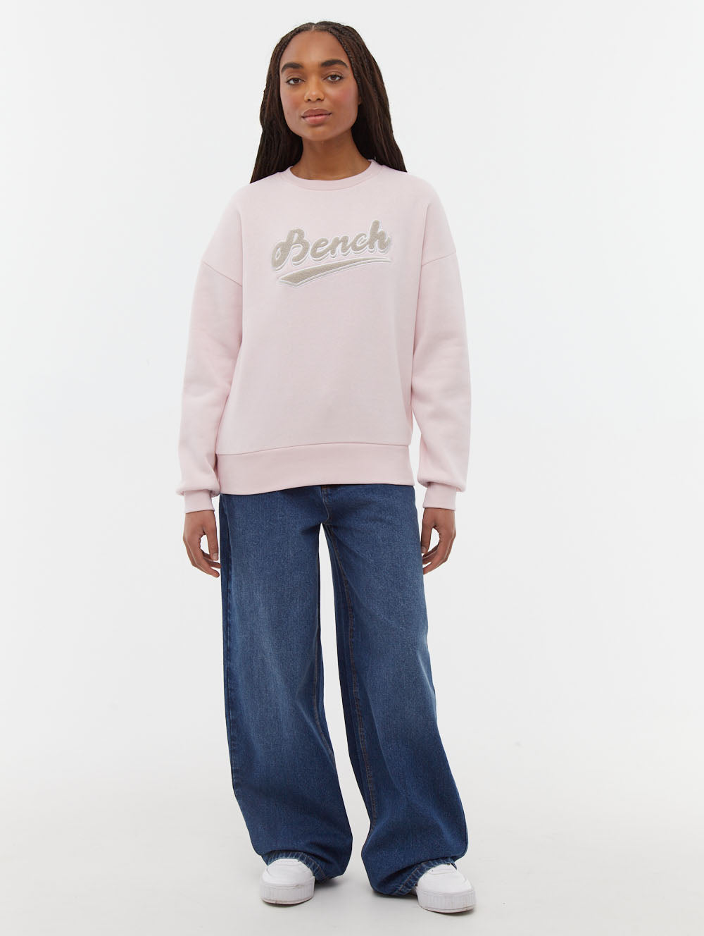 Steffi Retro Logo Crew Neck Sweatshirt - Vintage Style Cotton Pullover for Women | Casual Wear, Street Fashion & Lounge Comfort