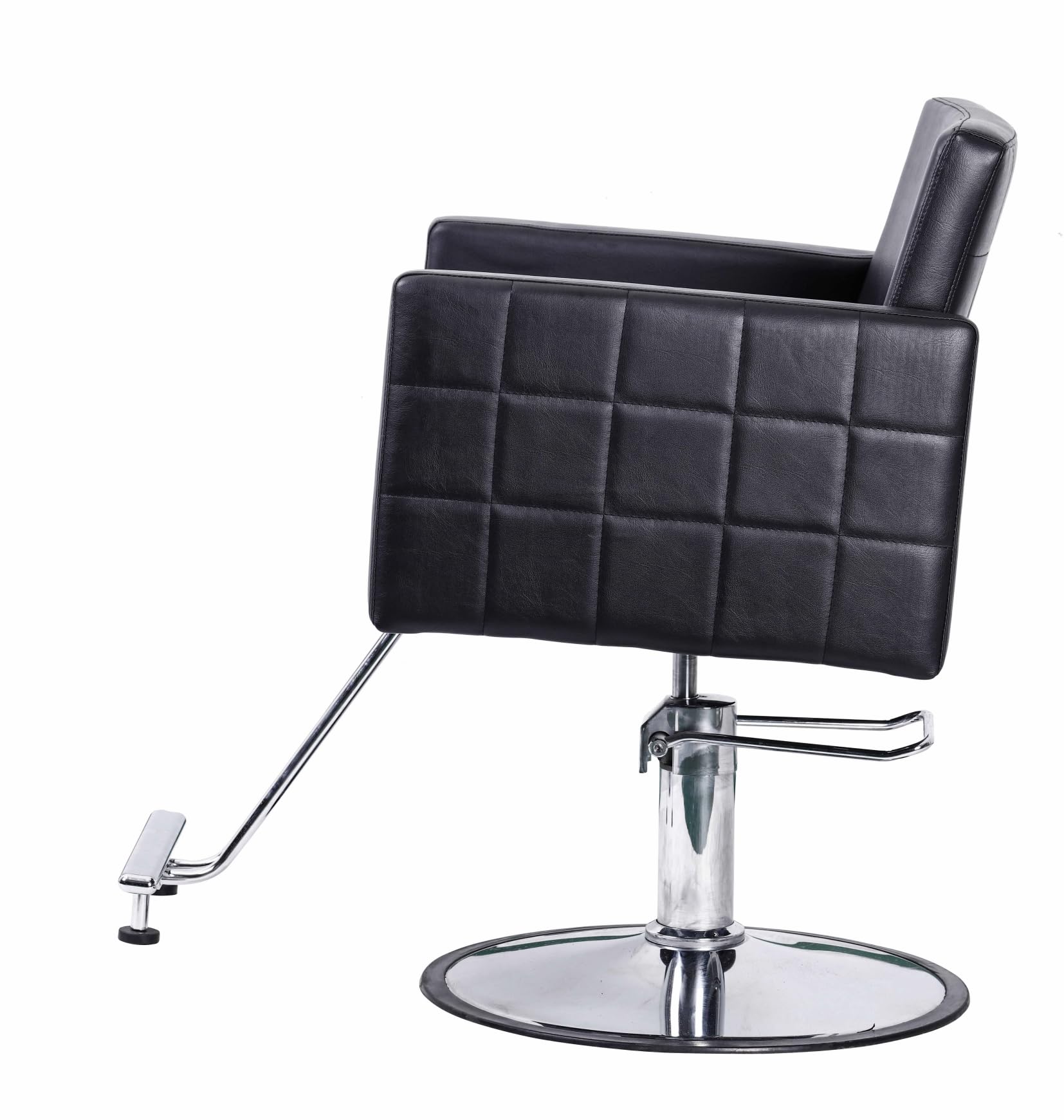 Professional Black Hydraulic Barber Chair - Adjustable Salon Styling Chair with Round Base for Hair Cutting, Beauty & Spa Services | Perfect for Barbershops, Salons & Home Styling Stations