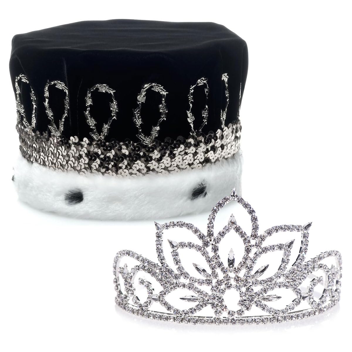 Sparkly Velvet Crown & Star Tiara Set for Princess Parties