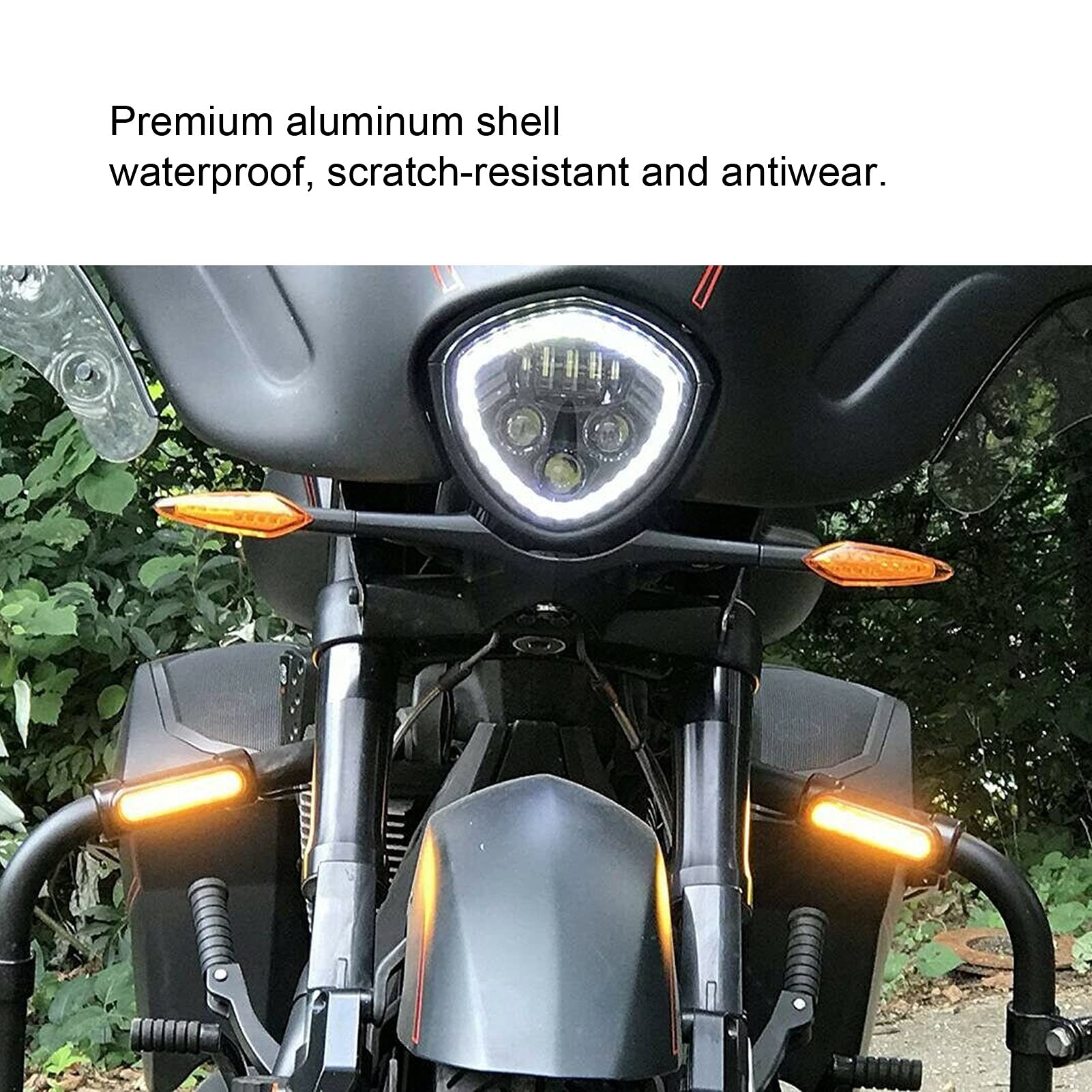 Buachois Motorcycle Highway Bar Lights - 12V Switchback LED Driving Lights with Turn Signals, Fits 1-1/4