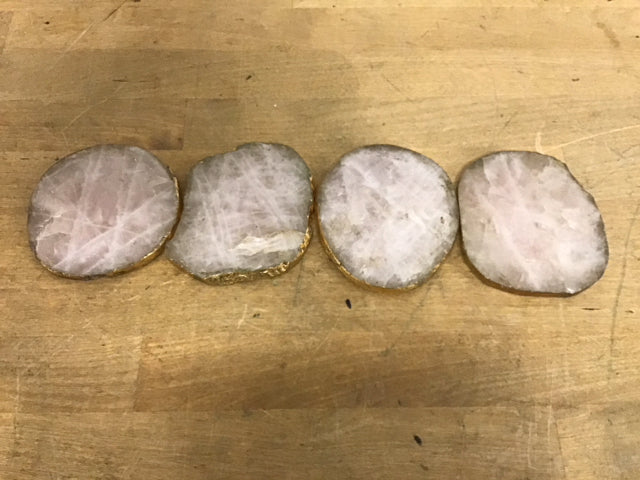 Premium Set of 4 Natural Agate Stone Coasters - Elegant Drink Protectors for Coffee Tables, Bars & Home Decor - Perfect Gift for Housewarming & Weddings