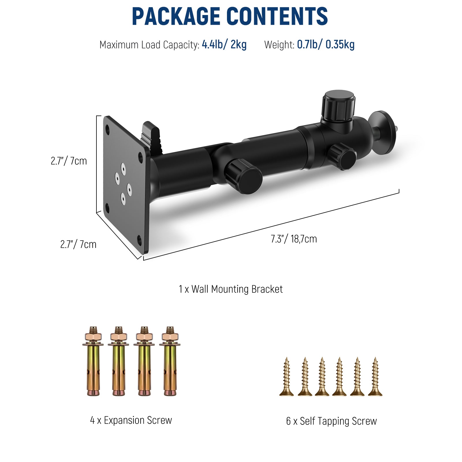 NEEWER ST WM3 2.2 Inch Wall Mount Bracket - Heavy Duty TV Mounting Bracket for Flat Screen TVs, Monitors & Digital Signage - Perfect for Living Room, Bedroom & Office Installation