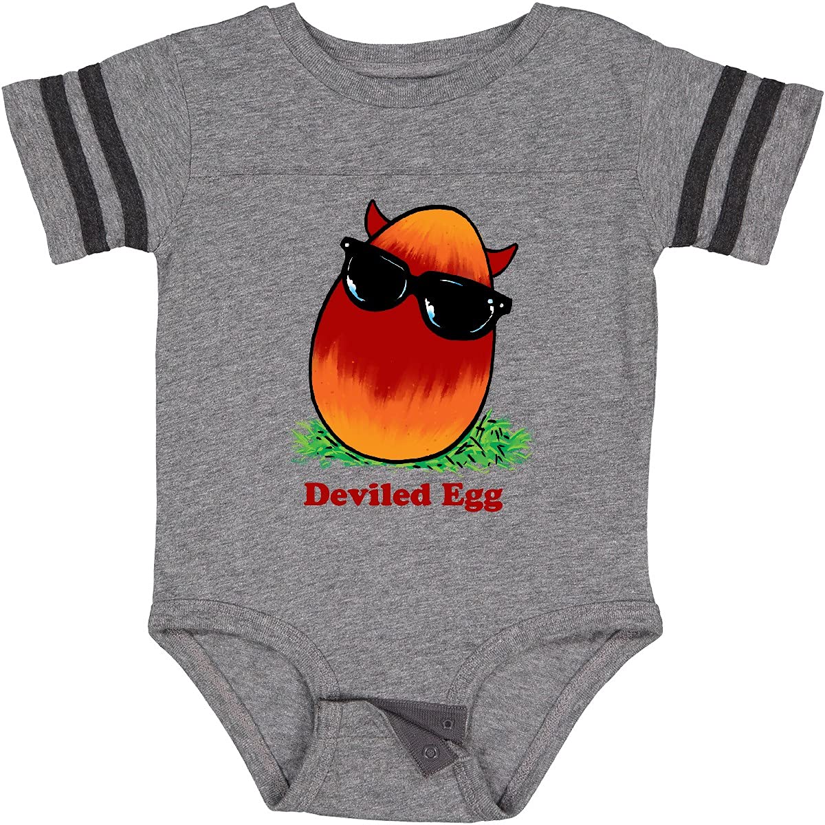 Inktastic Easter Red and Orange Devil Egg Horns Baby Bodysuit - Cute Holiday Outfit for Easter Celebrations, Baby Showers & Themed Parties
