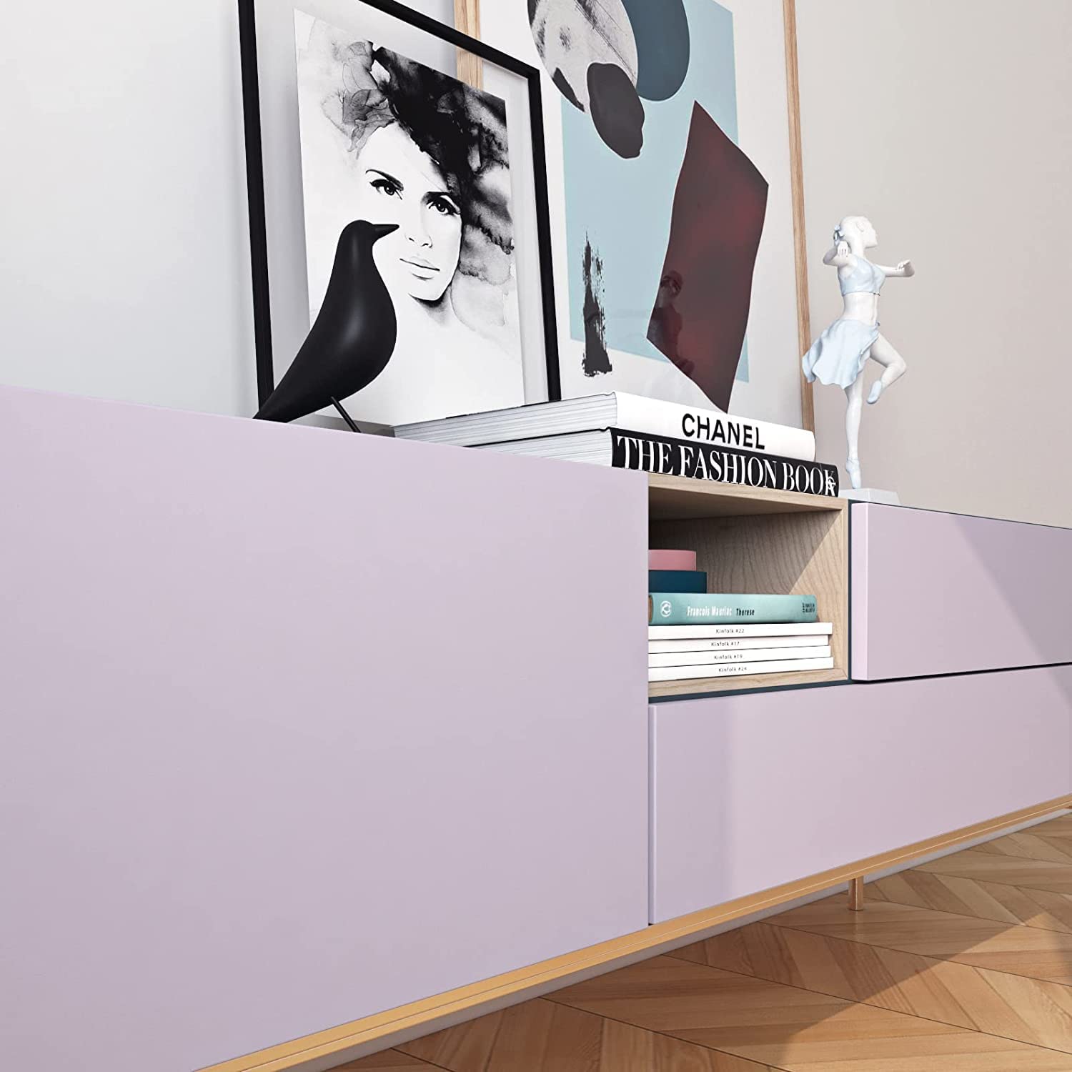 FunStick 15.8x240 Inch Light Purple Peel and Stick Wallpaper - Removable Self-Adhesive Vinyl Roll for Bedroom, Cabinets, Walls & Desk - Lilac Purple Contact Paper for Home Decor & DIY Projects