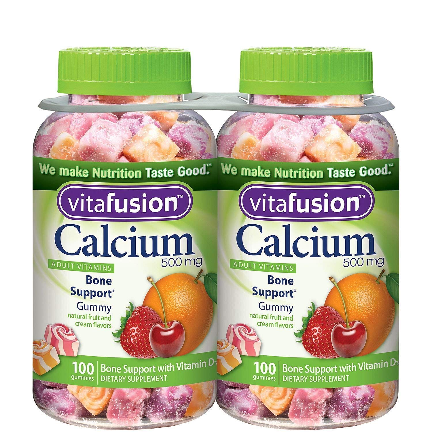 Vitafusion Calcium Gummy Vitamins for Adults - 500mg per Serving - Supports Bone & Teeth Health - Delicious Cherry Flavor - Perfect for Daily Nutrition & Active Lifestyles