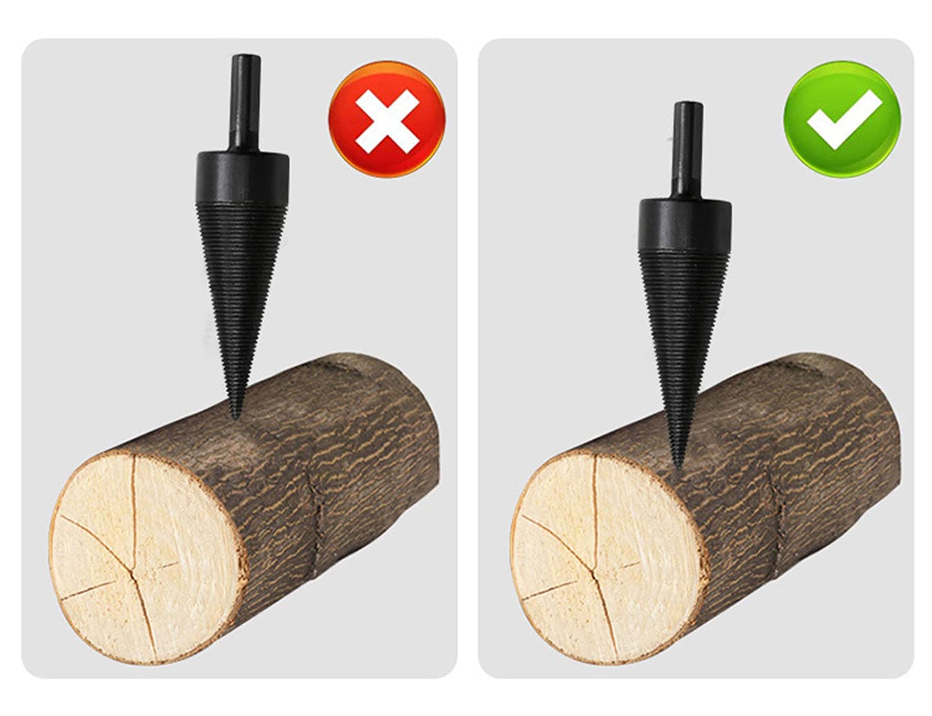 Maizoon Heavy Duty 38mm HSS Firewood Splitter Drill Bit - Log Splitter Cone for Wood Splitting, Screw Cone Driver for Firewood & Logs (DZ03A) - Perfect for Camping, Fireplace & Outdoor Wood Processing