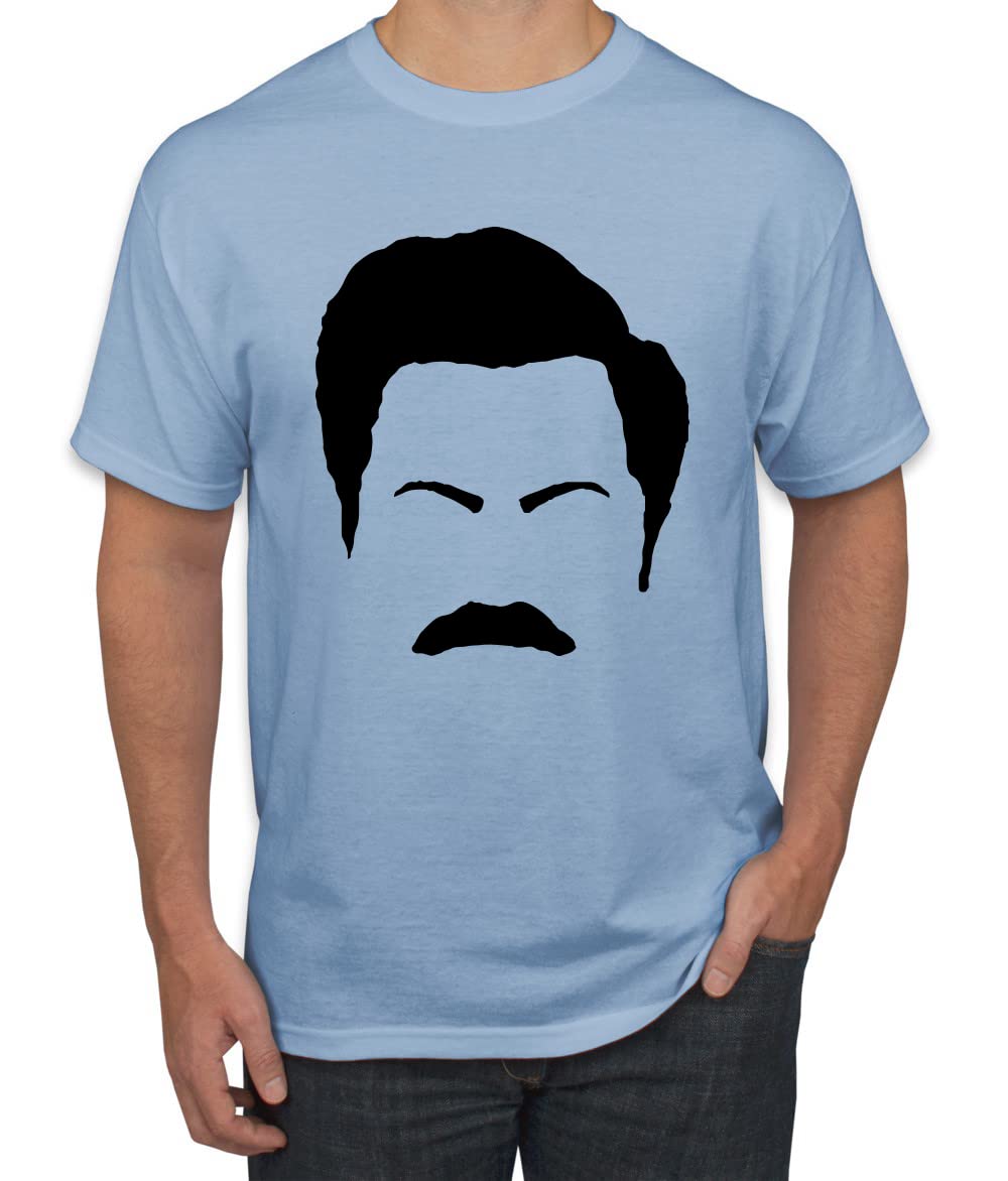 Ron Swanson Mustache Face Silhouette Graphic T-Shirt - Parks and Recreation Pop Culture Tee for Men - Perfect for TV Show Fans, Comedy Lovers & Casual Wear