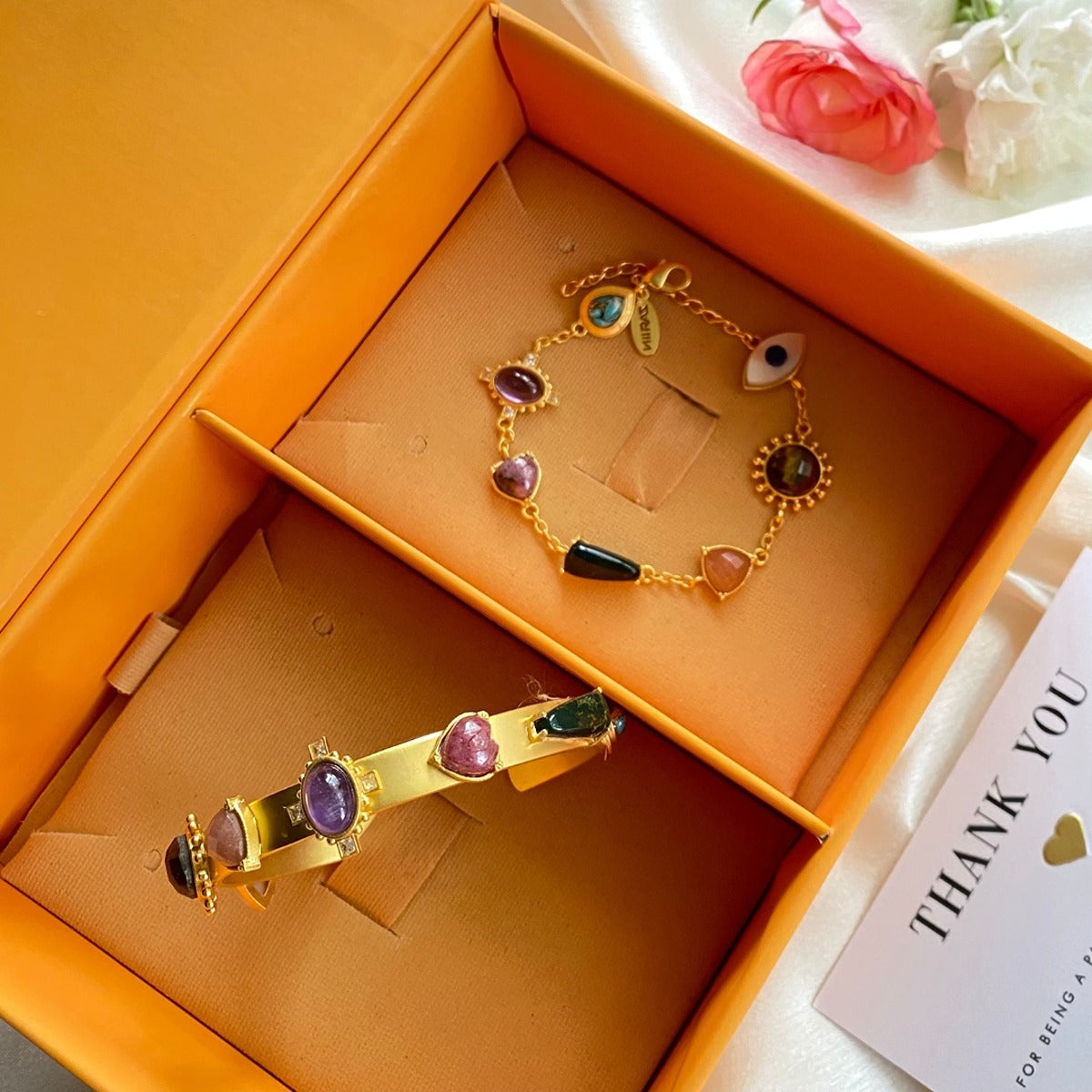 Chakra Healing Bracelet & Cuff Set - 7 Chakra Stones for Energy Balance & Spiritual Wellness - Perfect for Meditation, Yoga & Stress Relief