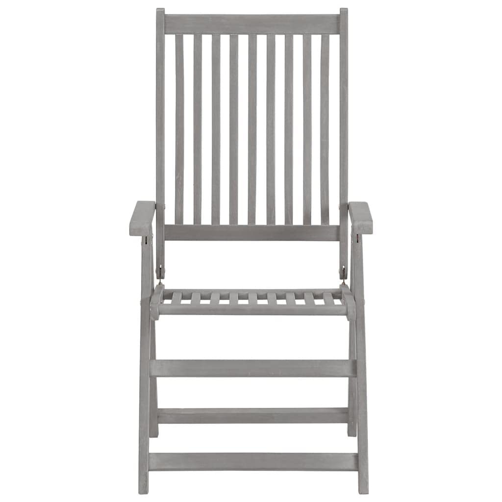 CHARMMA 3-Piece Patio Reclining Chair Set with Cushions - Solid Acacia Wood Outdoor Lounge Chairs in Gray (27.34KG) - Perfect for Backyard, Poolside & Garden Relaxation