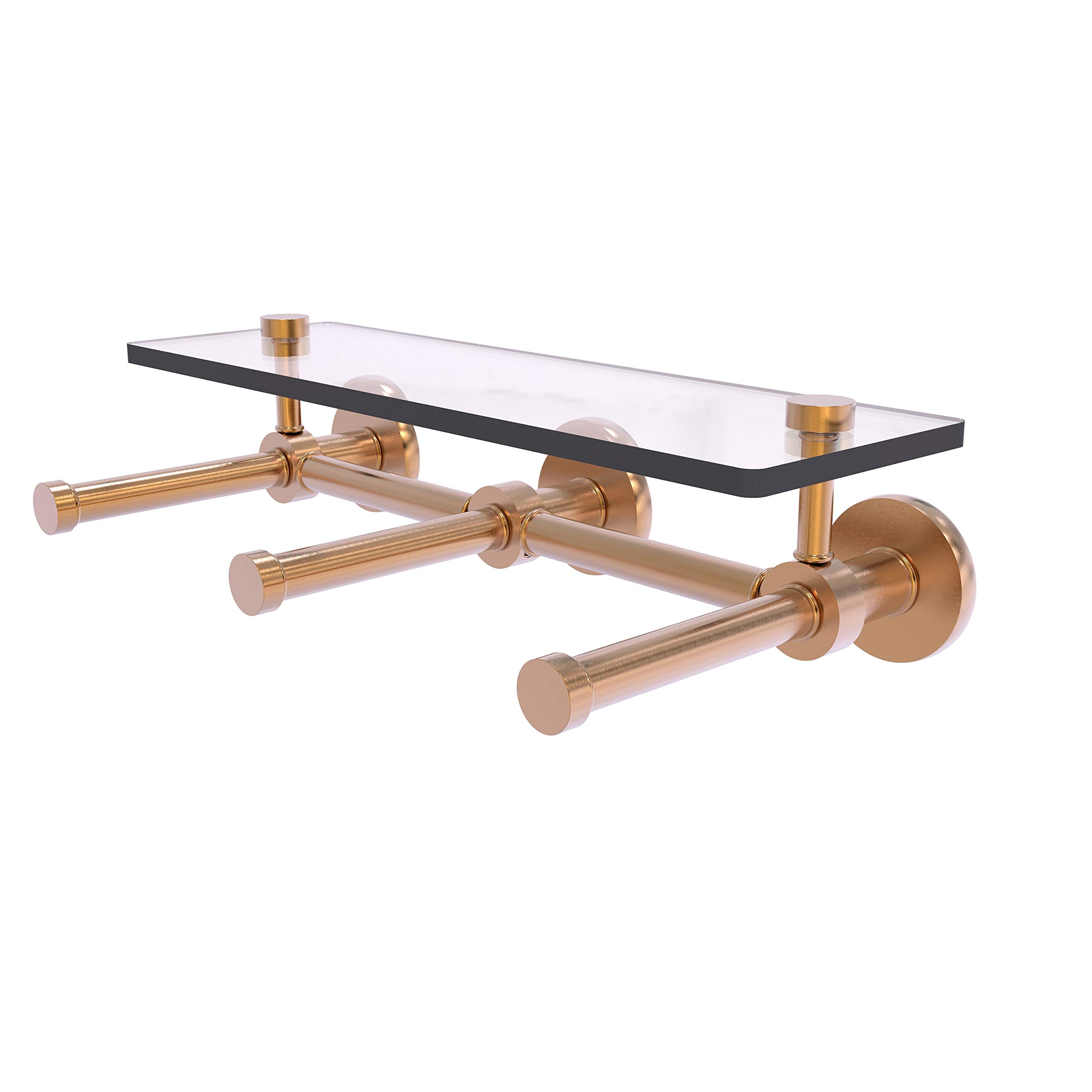Allied Brass P1000-35-3S Brushed Bronze Toilet Paper Holder with 3 Glass Shelves - Premium Bathroom Storage for Tissues & Essentials - Perfect for Modern & Luxury Home Decor