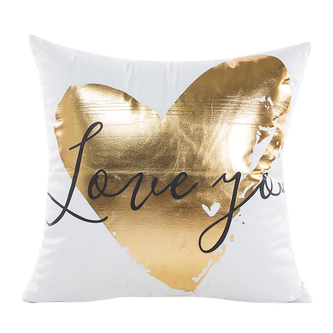 Elegant Gold Foil Printed Pillow Cover - Soft Sofa Lumbar Throw Cushion Case for Home Decor | Perfect for Living Room, Bedroom & Office Accent