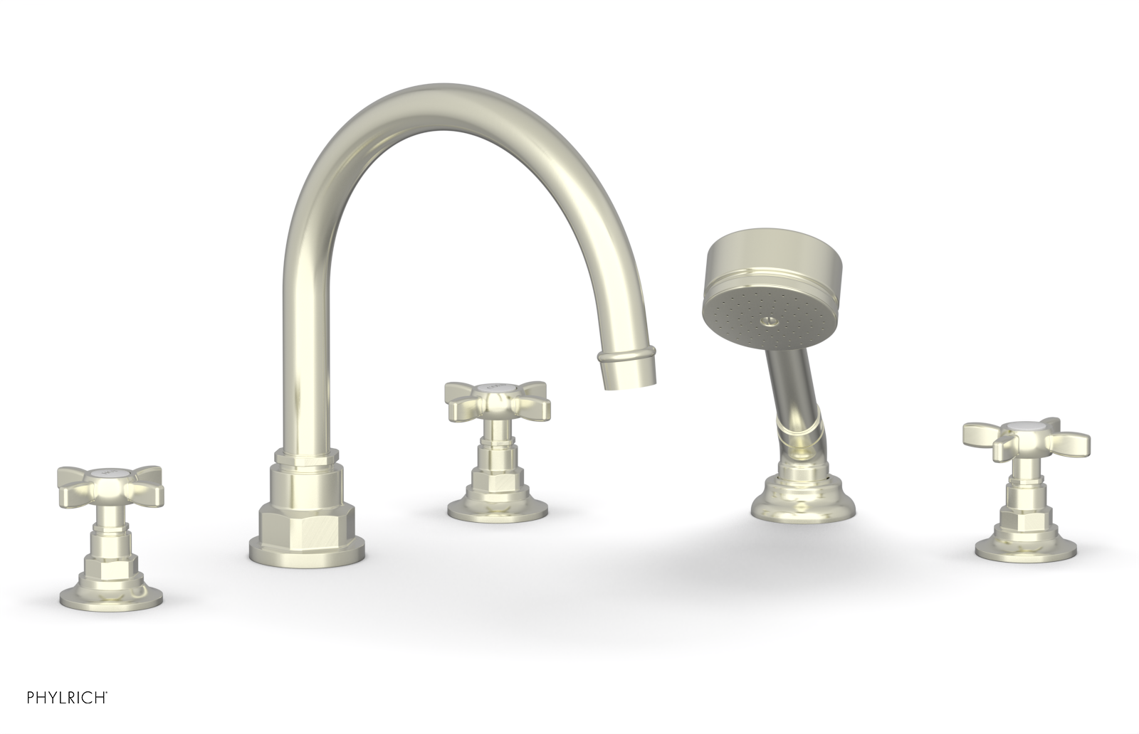 Jamestown Deck Tub Set with Hand Shower - Cross Handles 165 48 - Outdoor/Indoor Freestanding Bathtub for Patio, Garden, or Bathroom Relaxation