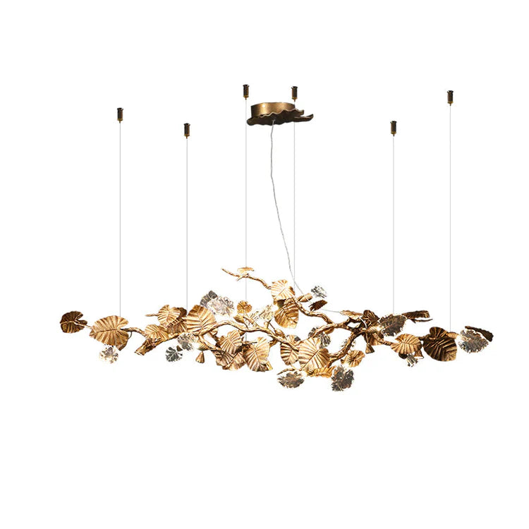 Luxury Gold Leaf Chandelier - Elegant Crystal Ceiling Light Fixture for Dining Room, Living Room & Bedroom Decor | Vintage Modern Home Lighting