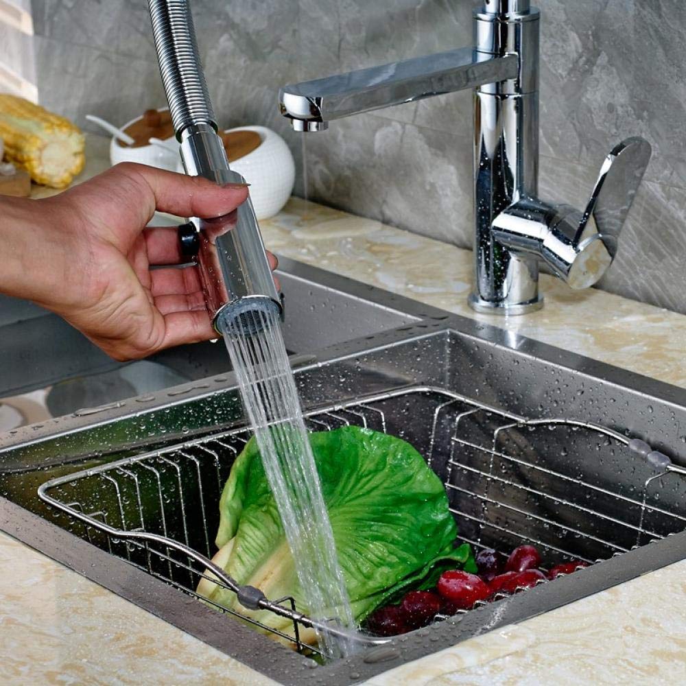 Polished Chrome Single Handle Pull Down Kitchen Sink Faucet - Hot & Cold Water Mixer Tap for Modern Bathroom & Kitchen (Perfect for Washing Dishes, Filling Pots & Daily Cleaning)