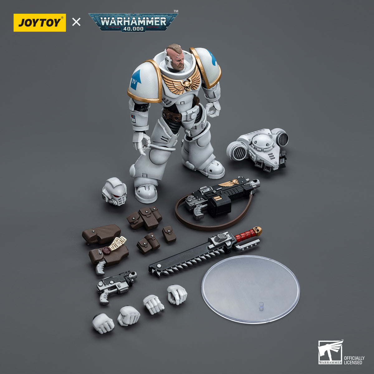 1/18 JOYTOY Warhammer 40K Space Marines White Consuls Intercessors Action Figure Set (3pcs) - Perfect for Collectors, Wargaming, and Tabletop Battles